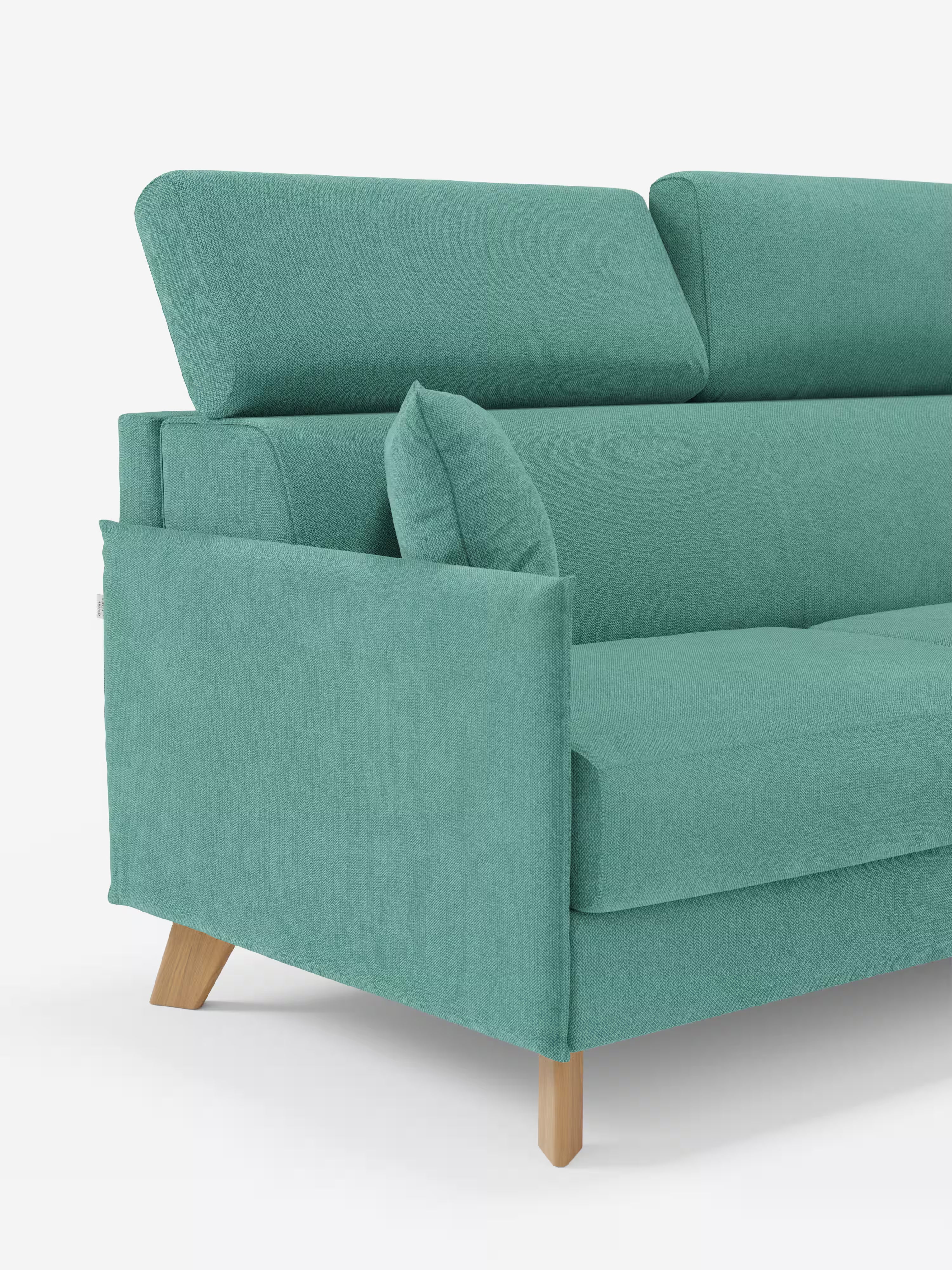 Sole Canapé d'angle convertible avec chaise longue avec coffre et têtières inclinables - tissu détachable T23