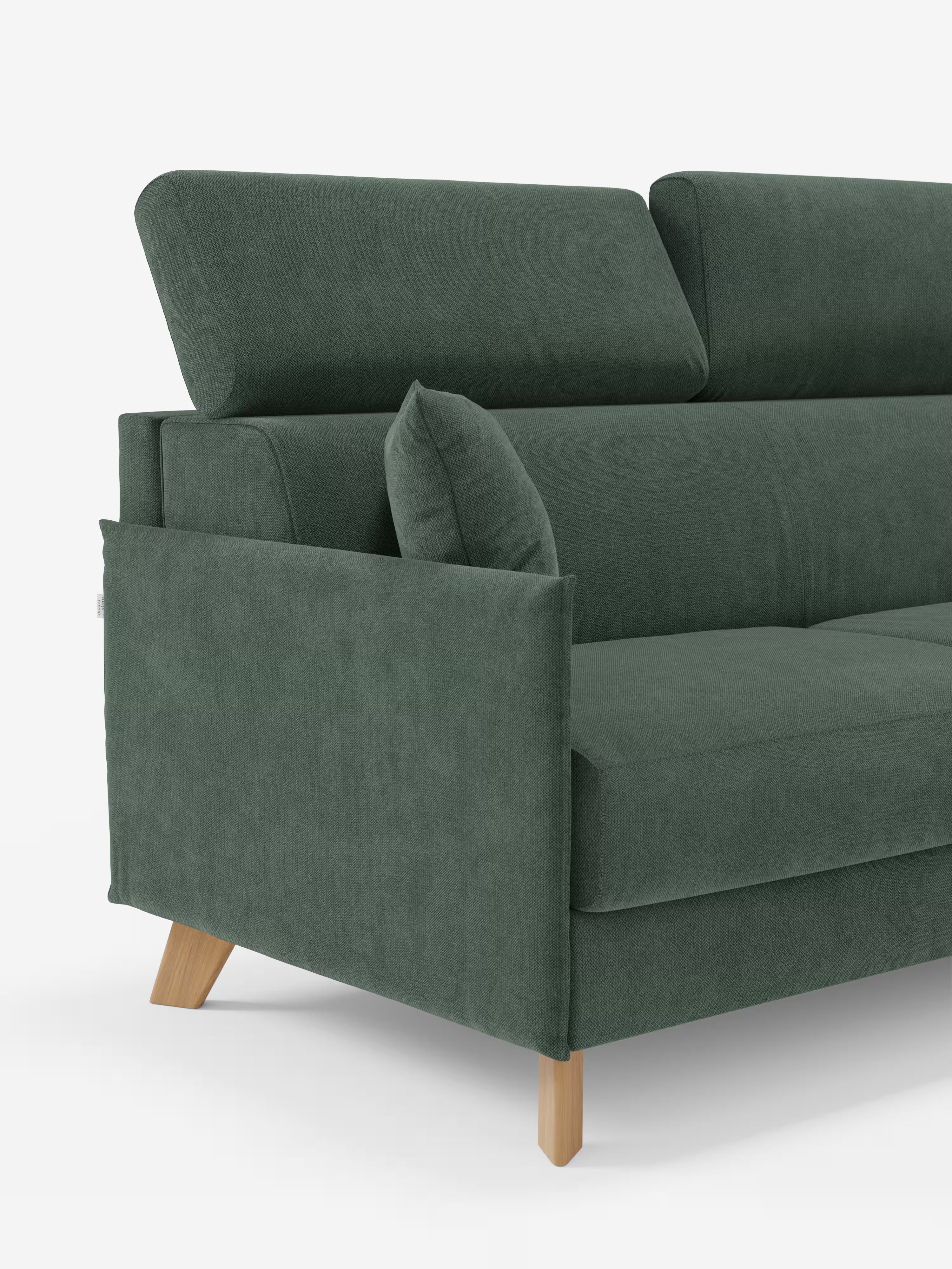 Sole Canapé d'angle convertible avec chaise longue avec coffre et têtières inclinables - tissu détachable T23
