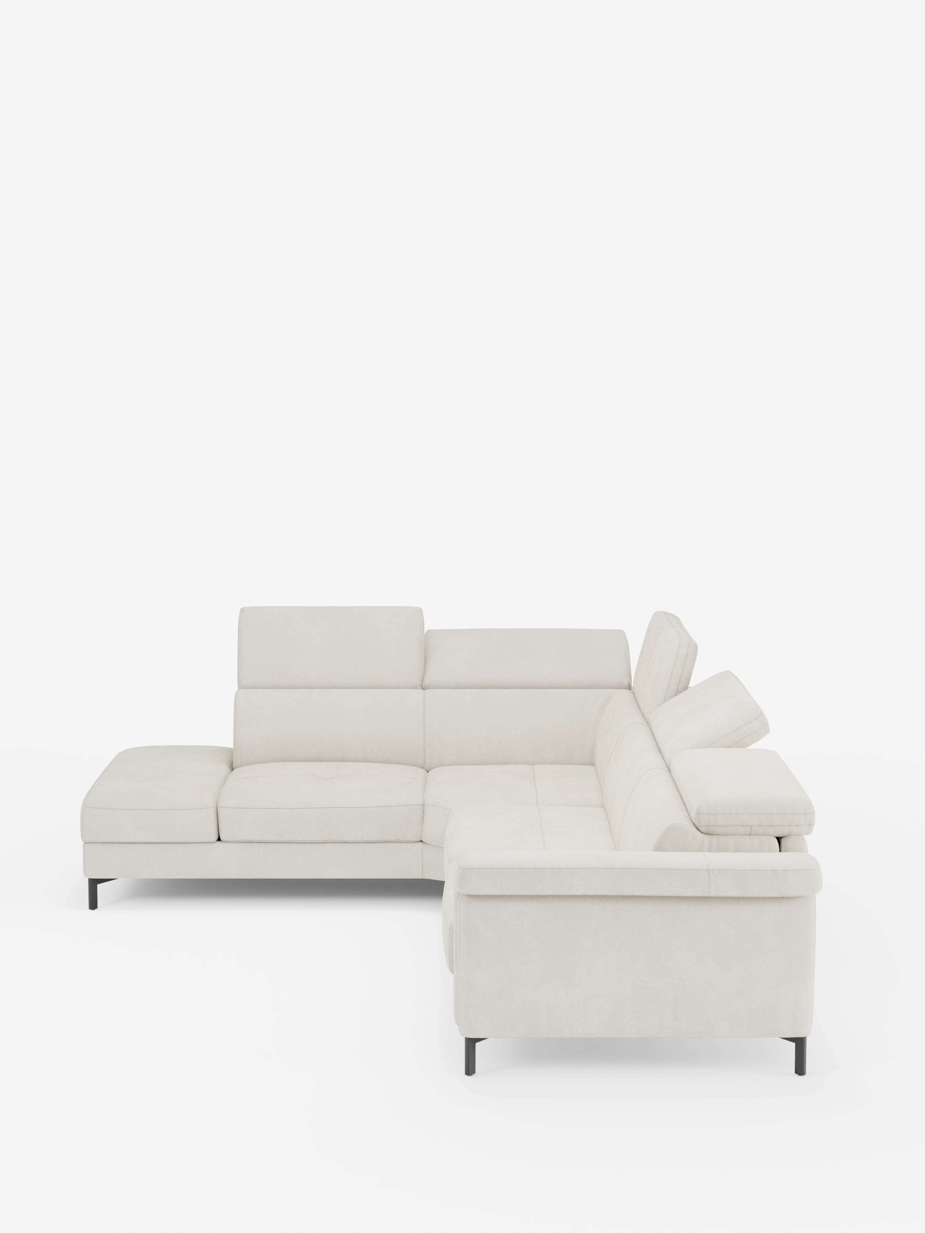 Capri canapé d'angle convertible avec Têtières Réglables et Matelas haute performance en Tissu Effet Velours Détachable T30