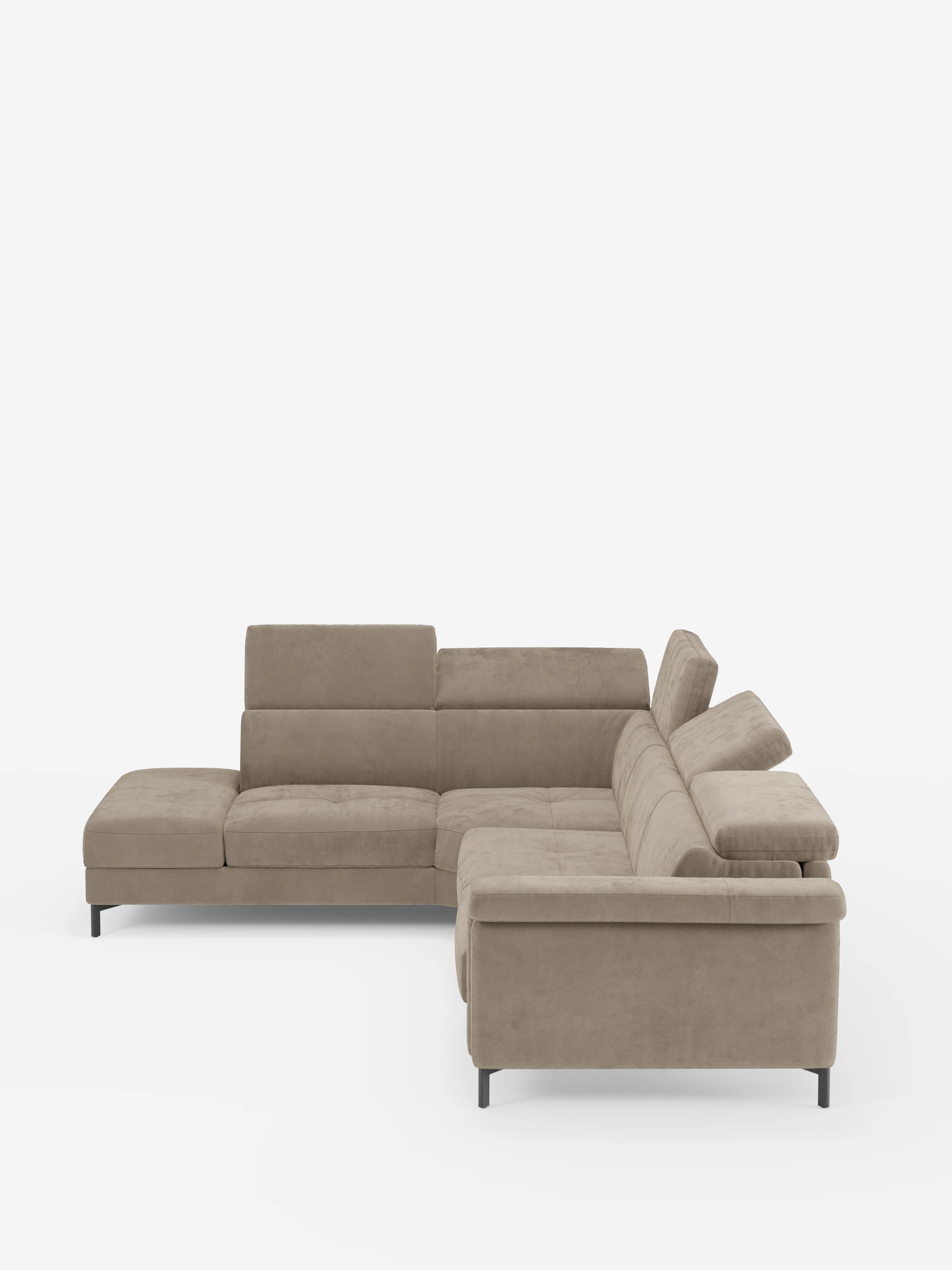 Capri canapé d'angle convertible avec Têtières Réglables et Matelas haute performance en Tissu Effet Velours Détachable T30