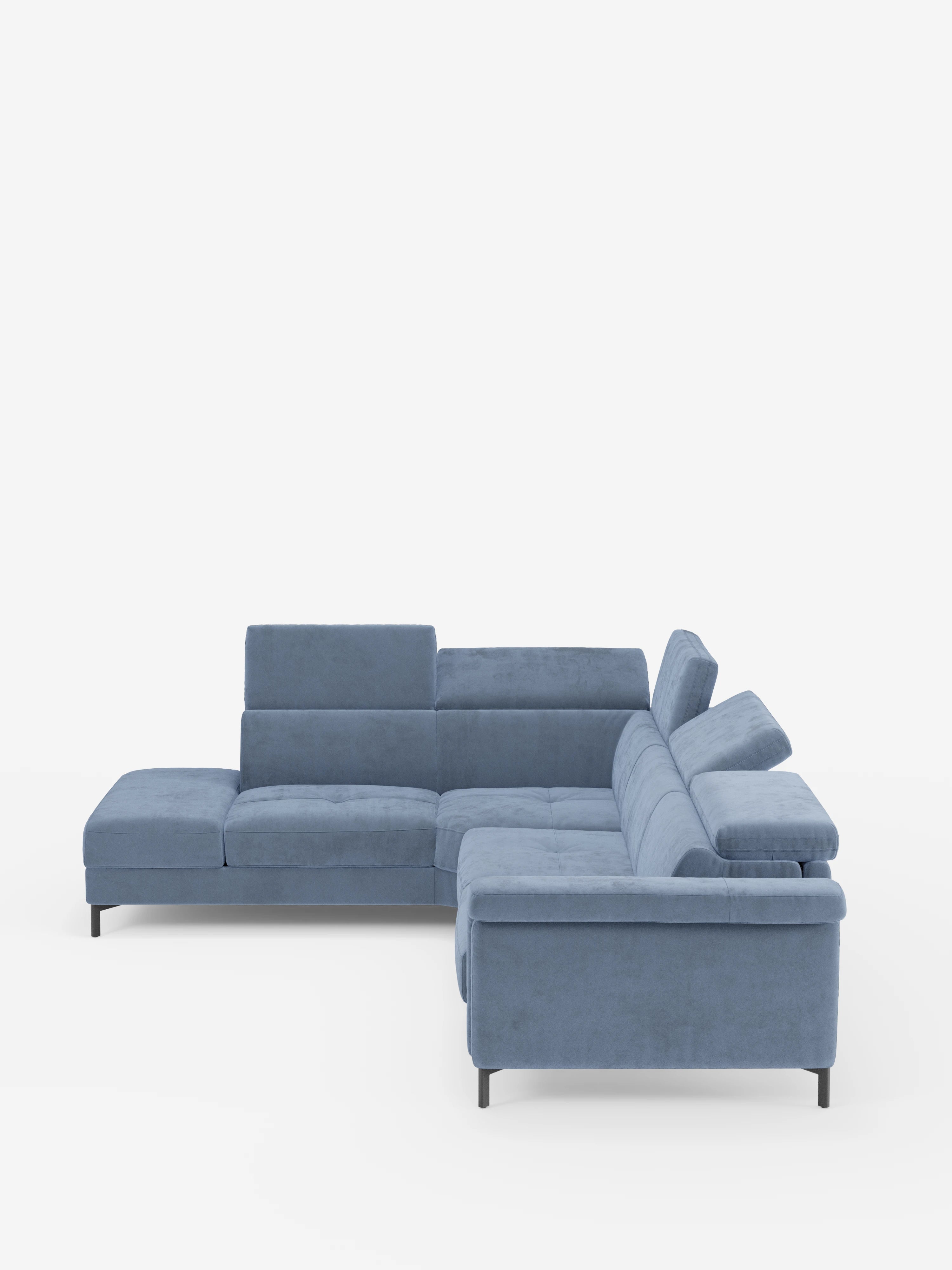 Capri canapé d'angle convertible avec Têtières Réglables et Matelas haute performance en Tissu Effet Velours Détachable T30