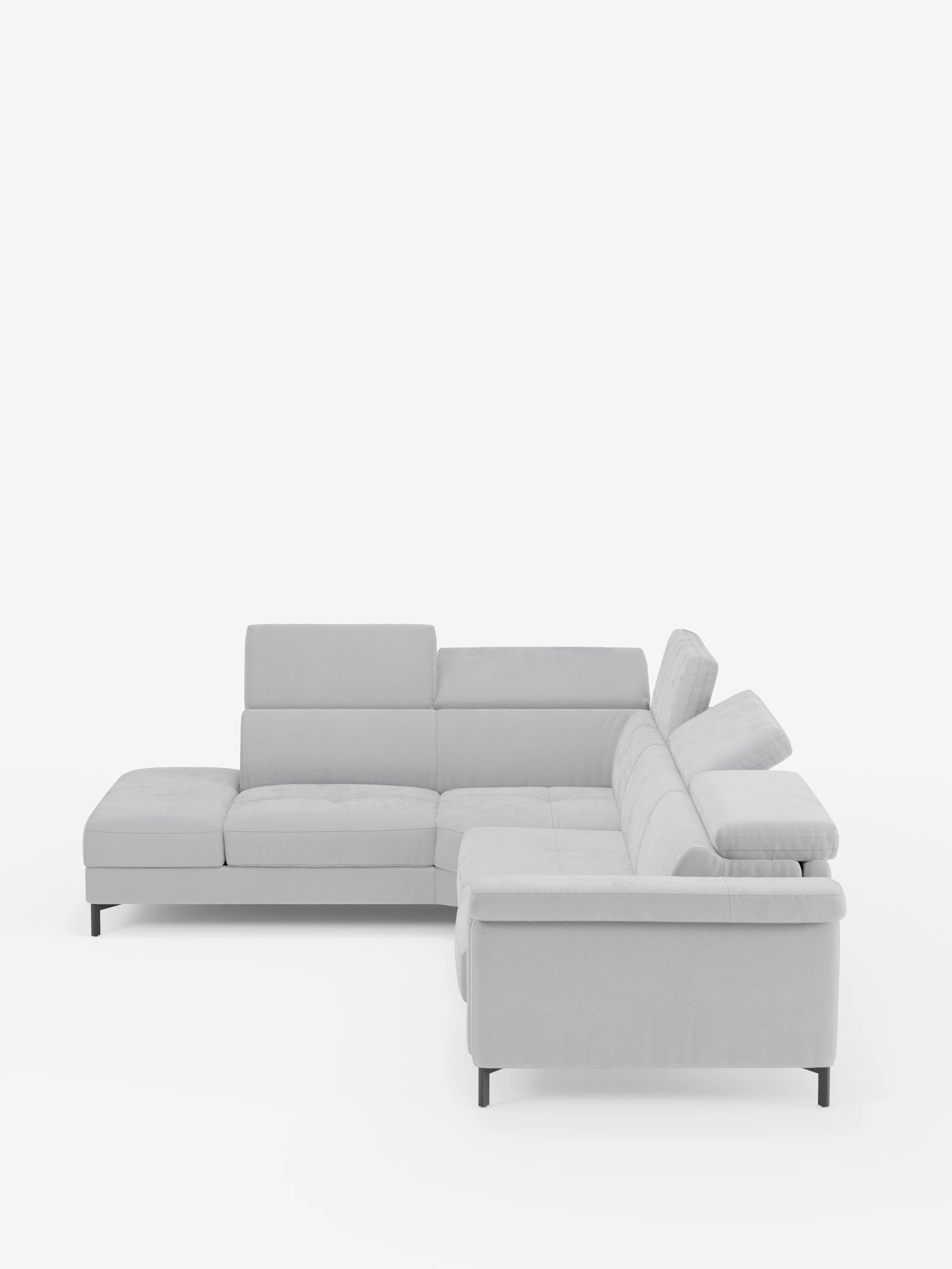 Capri canapé d'angle convertible avec Têtières Réglables et Matelas haute performance en Tissu Effet Velours Détachable T30