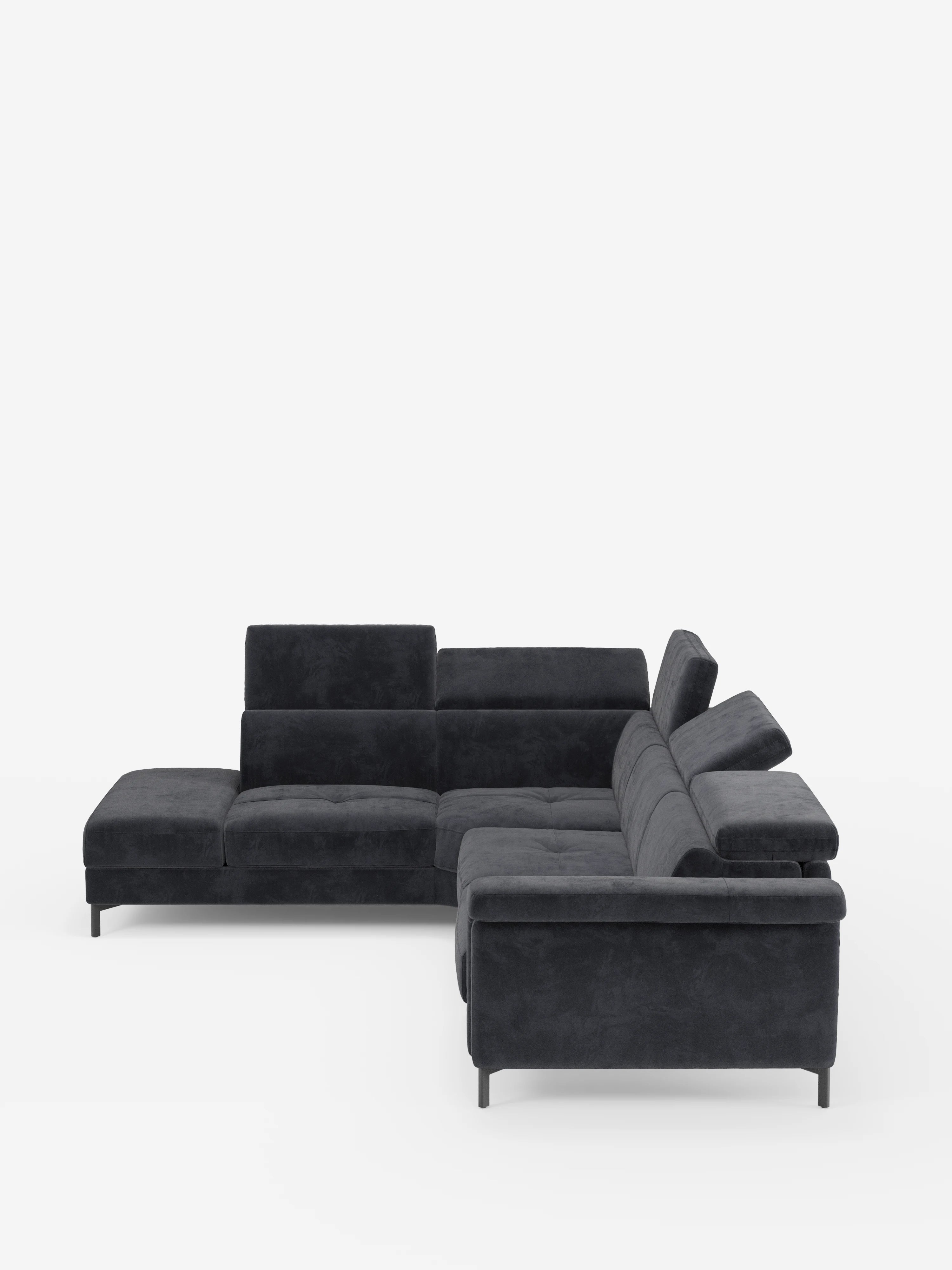Capri canapé d'angle convertible avec Têtières Réglables et Matelas haute performance en Tissu Effet Velours Détachable T30