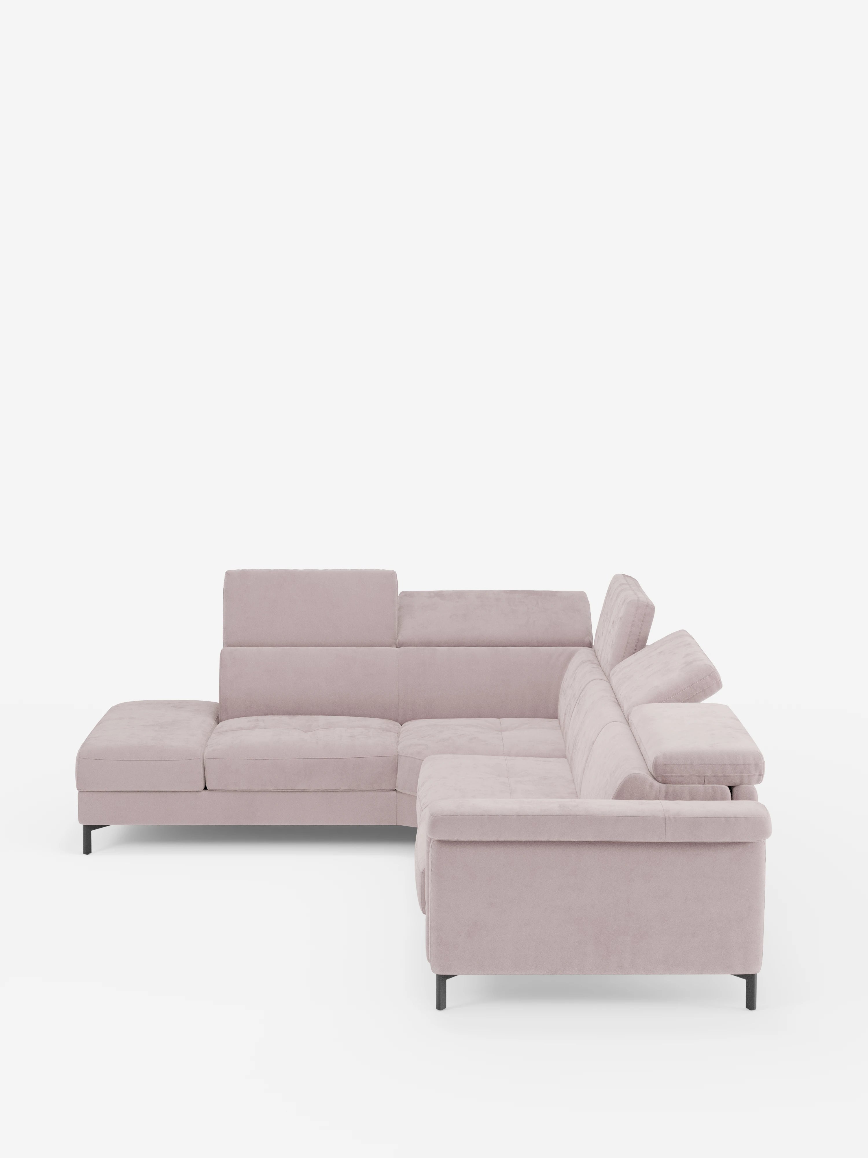 Capri canapé d'angle convertible avec Têtières Réglables et Matelas haute performance en Tissu Effet Velours Détachable T30