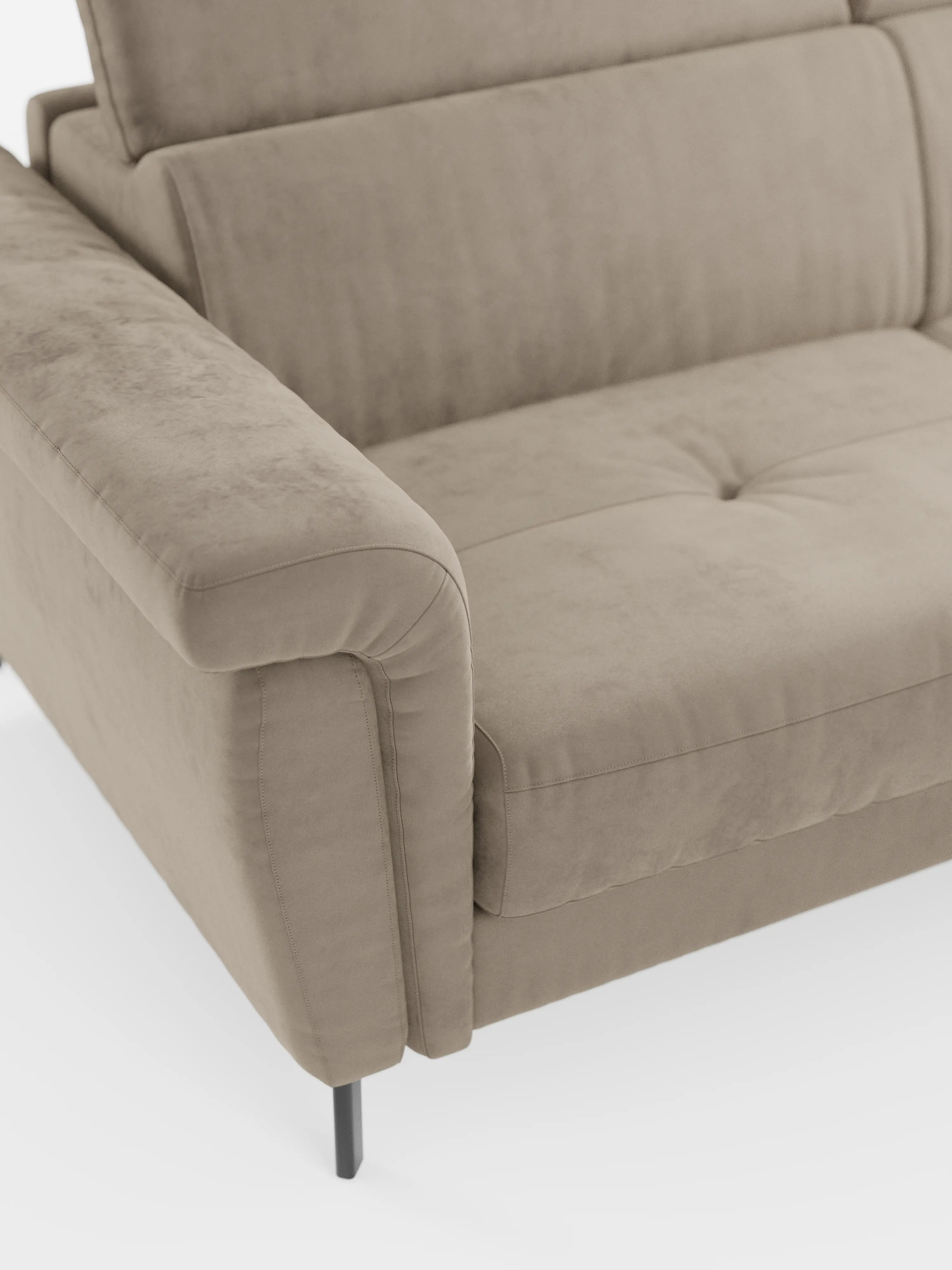 Capri canapé convertible avec méridienne coffre et têtières réglables - Tissu Effet Velours Détachable T30