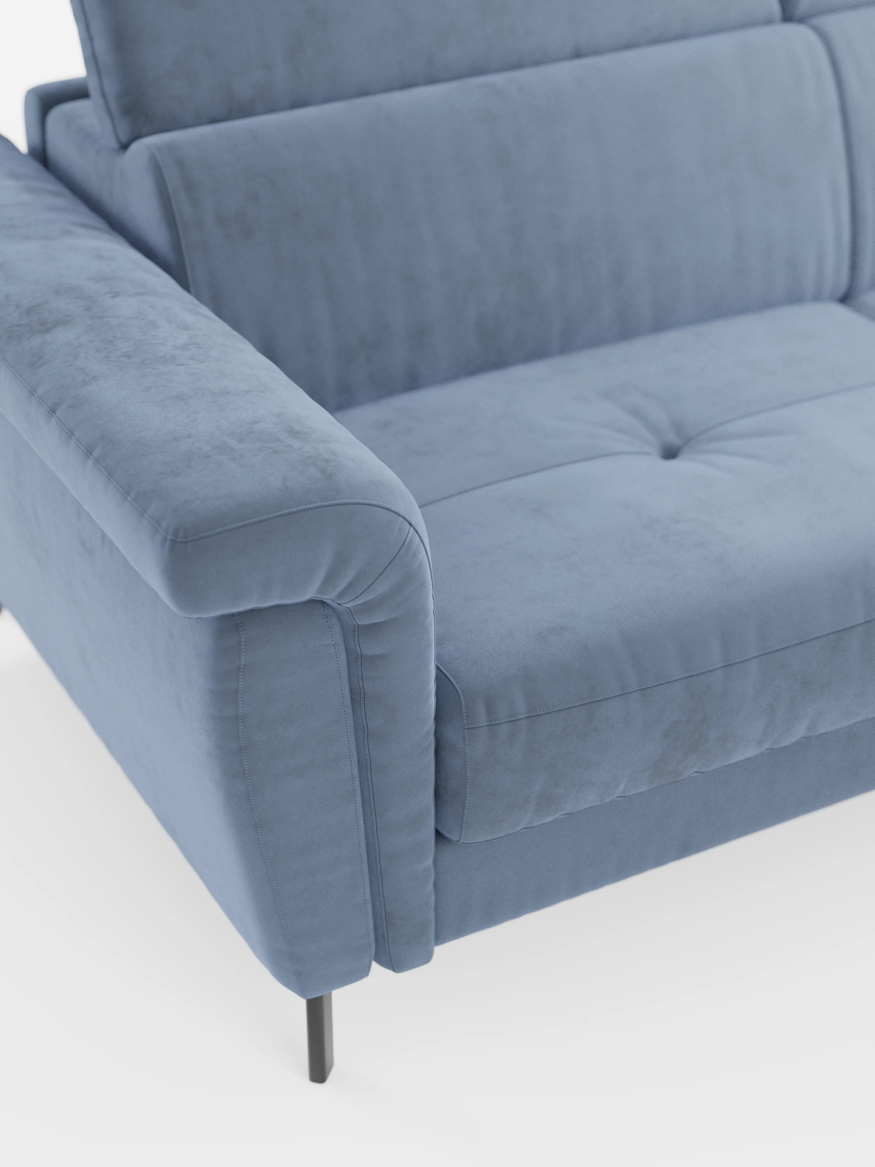 Capri canapé convertible avec méridienne coffre et têtières réglables - Tissu Effet Velours Détachable T30