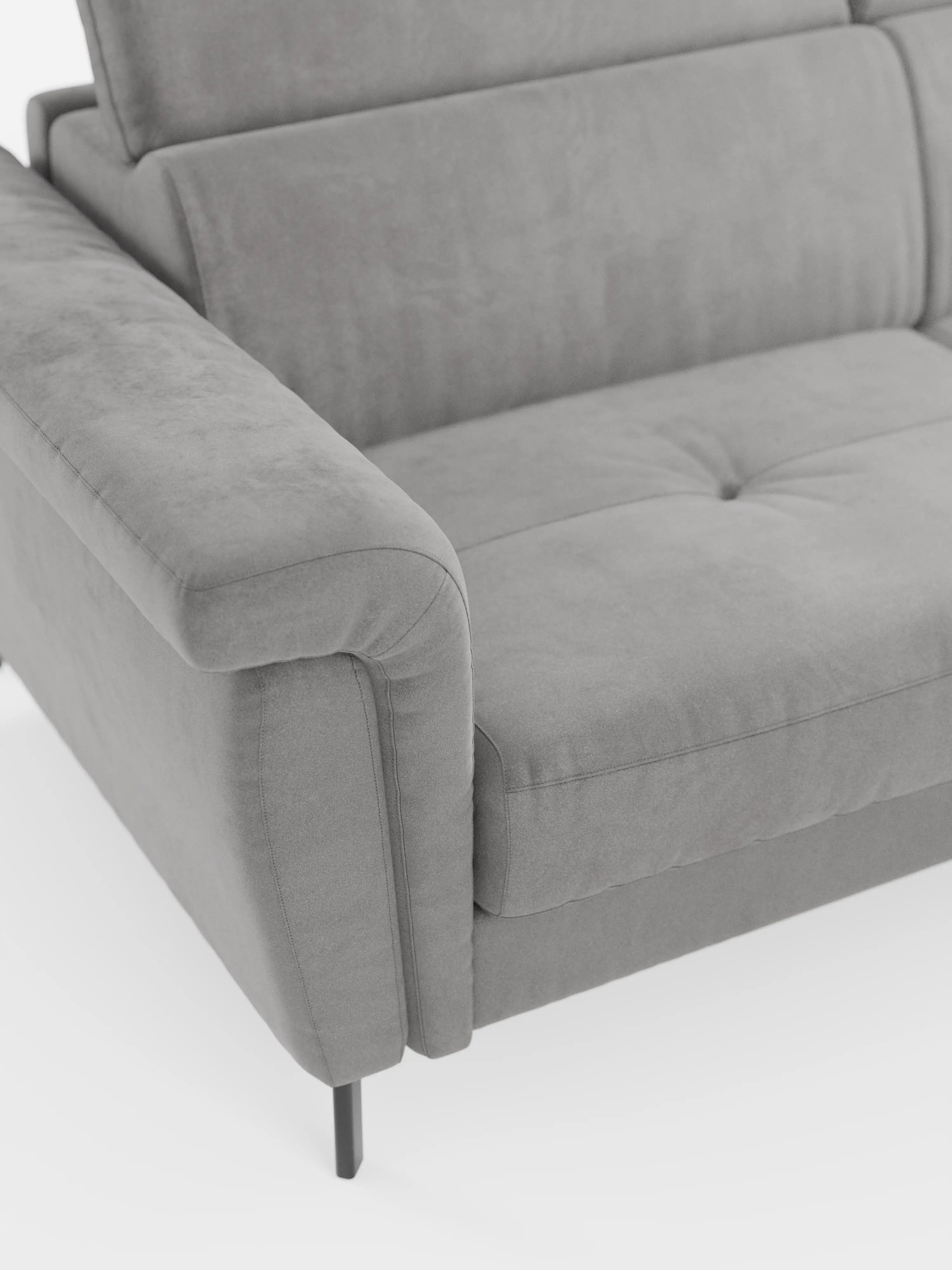 Capri canapé convertible avec méridienne coffre et têtières réglables - Tissu Effet Velours Détachable T30