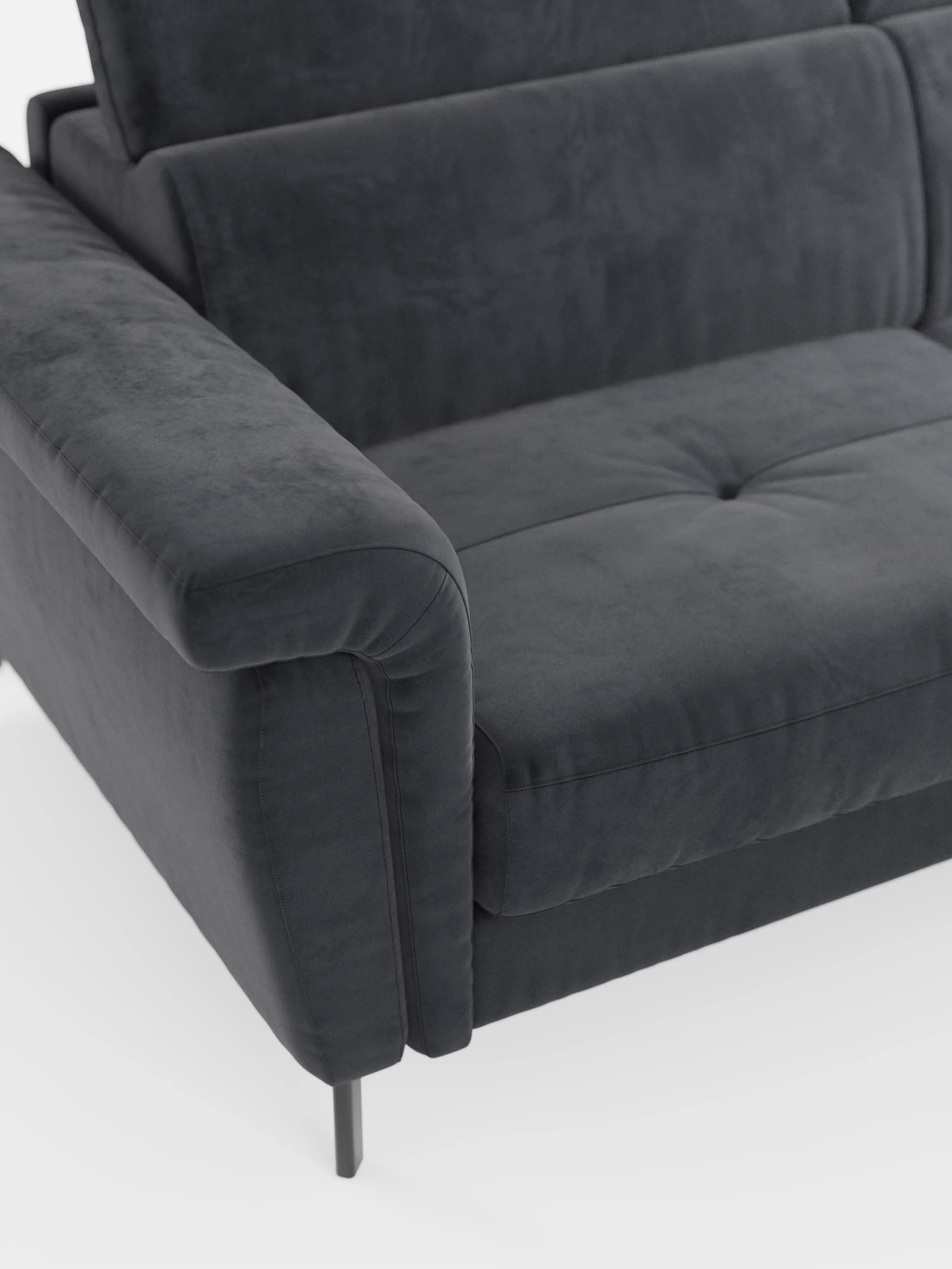Capri canapé convertible avec méridienne coffre et têtières réglables - Tissu Effet Velours Détachable T30