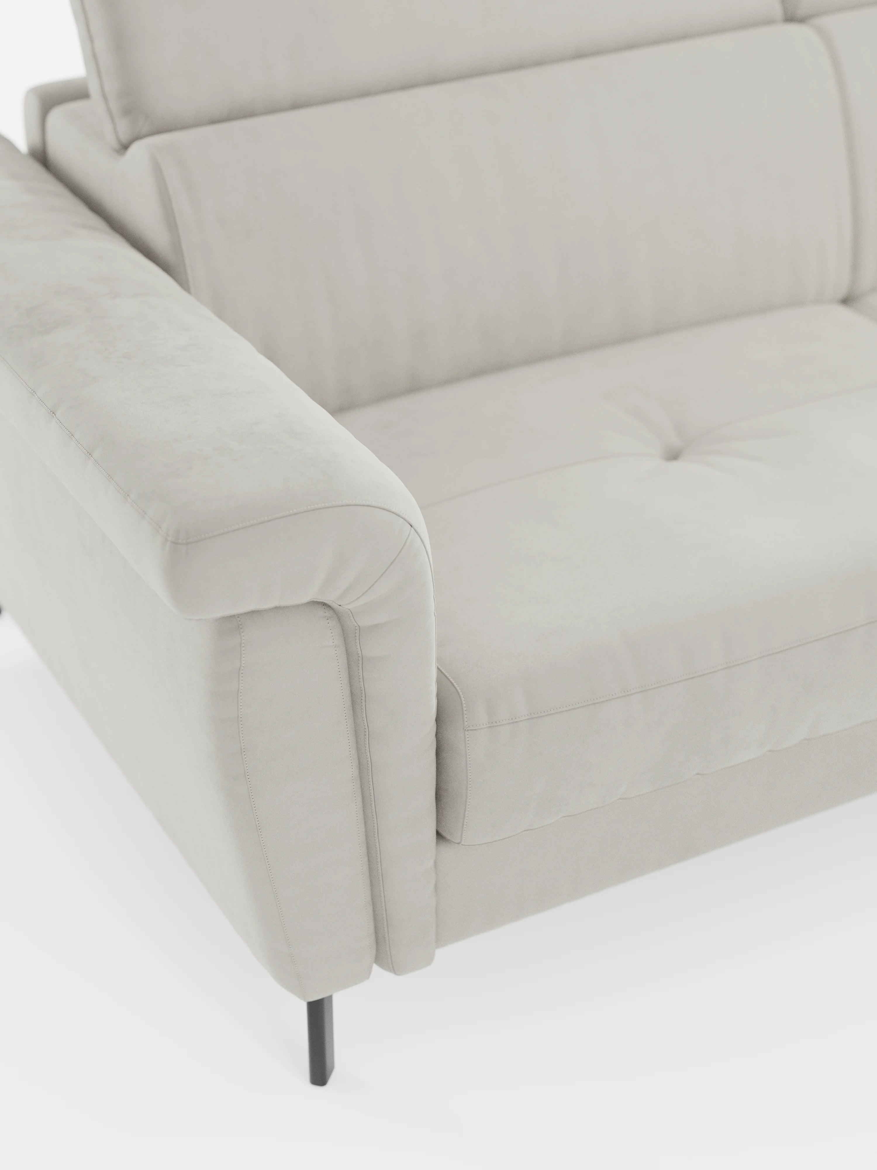 Capri canapé convertible avec méridienne coffre et têtières réglables - Tissu Effet Velours Détachable T30
