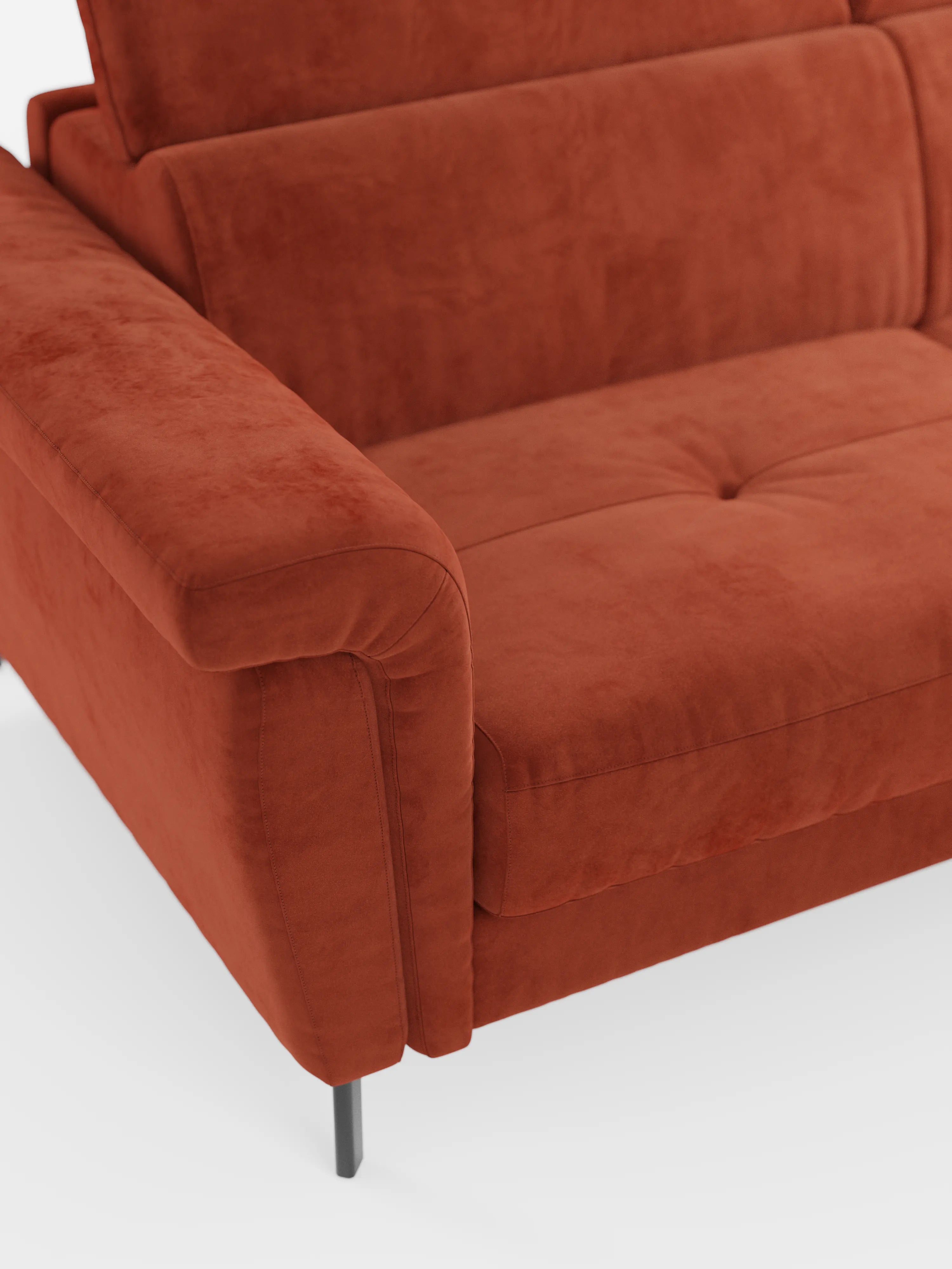 Capri canapé convertible avec méridienne coffre et têtières réglables - Tissu Effet Velours Détachable T30
