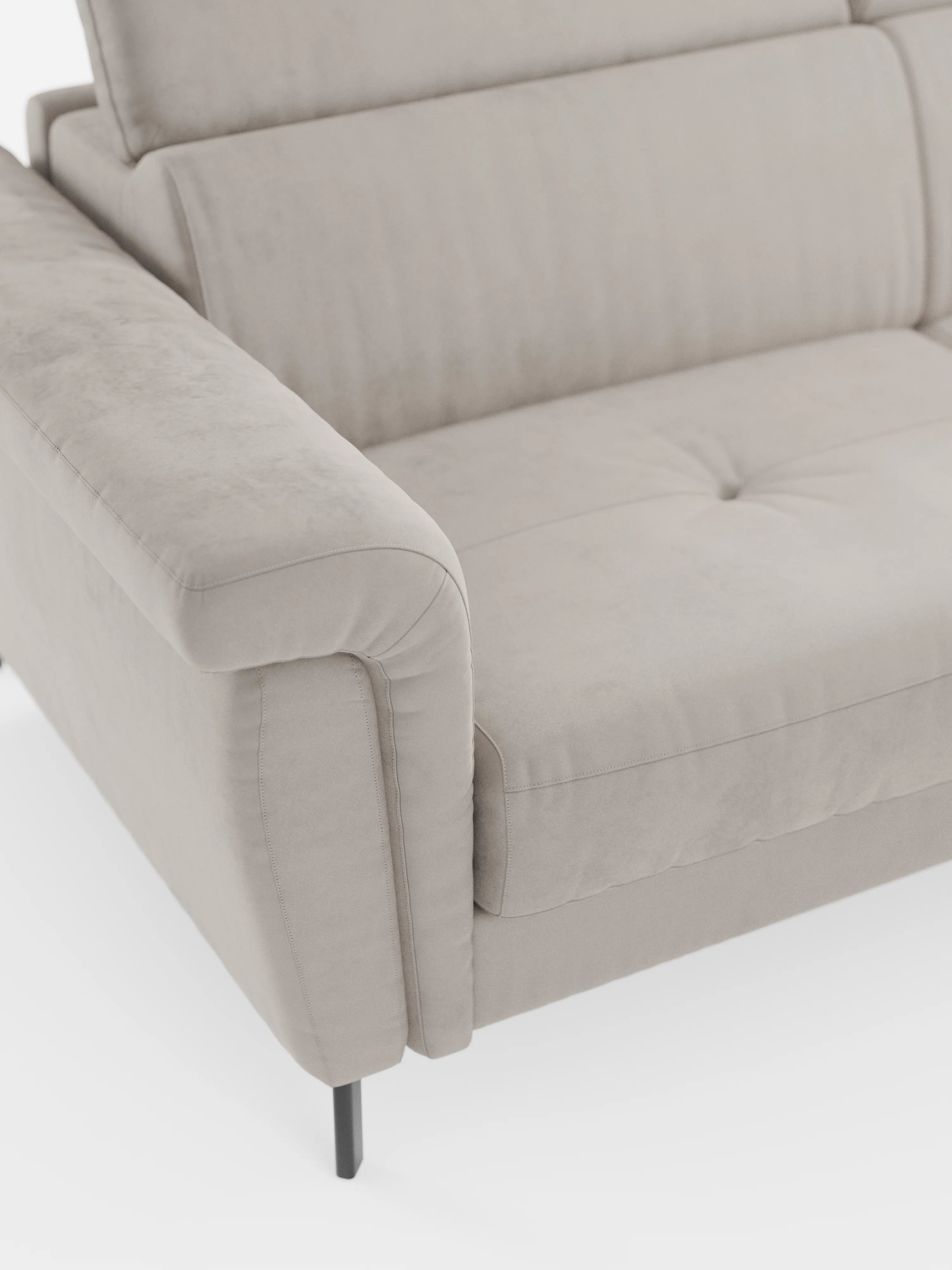 Capri canapé convertible avec méridienne coffre et têtières réglables - Tissu Effet Velours Détachable T30