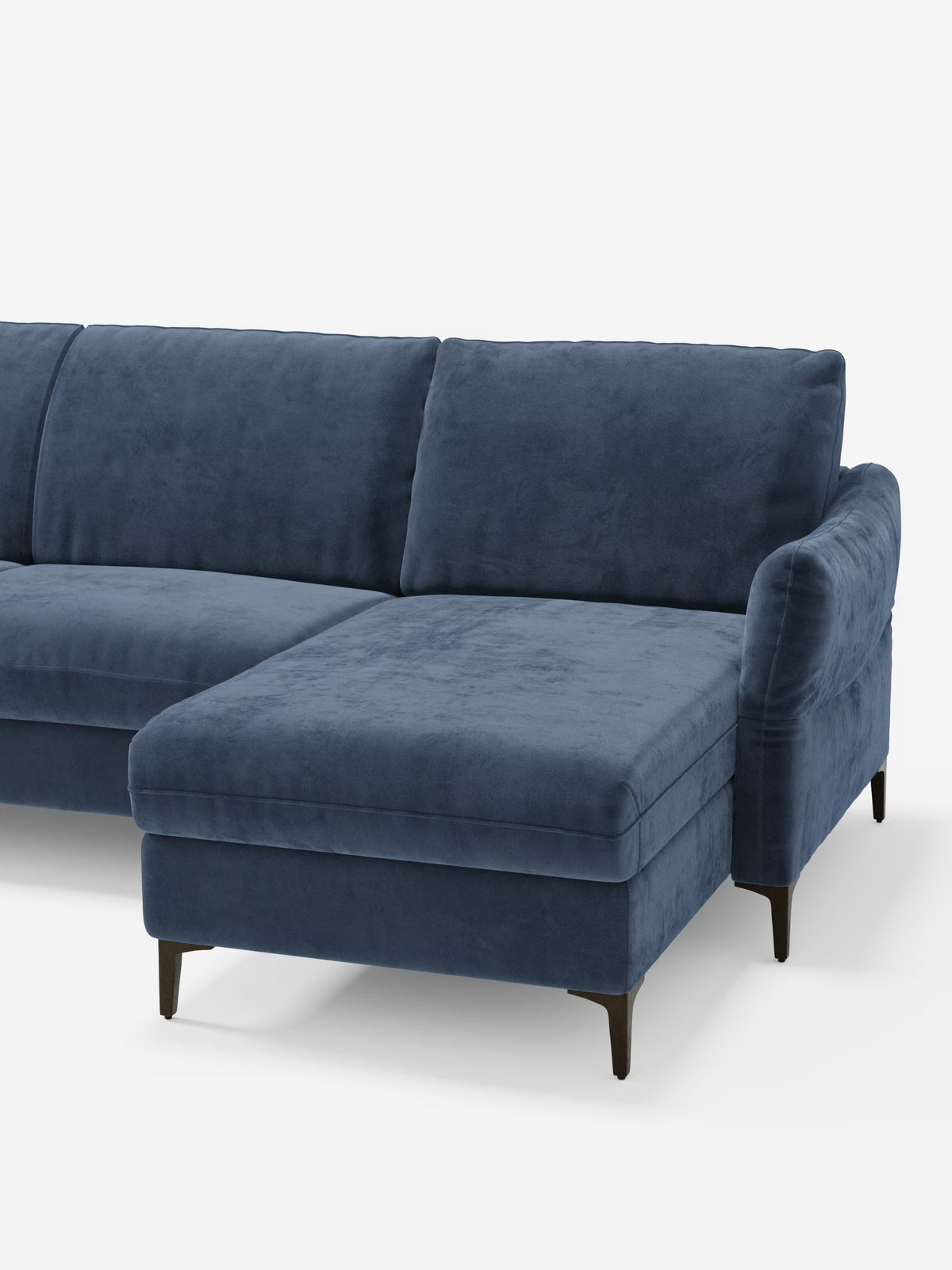 Dalia canapé-lit avec méridienne coffre de rangement et matelas de 18 cm de hauteur - pieds hauts et tissu anti-taches T30