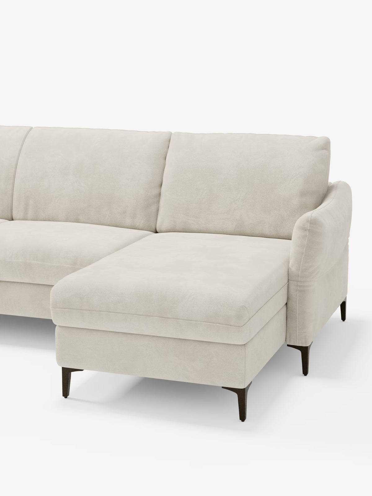 Dalia canapé-lit avec méridienne coffre de rangement et matelas de 18 cm de hauteur - pieds hauts et tissu anti-taches T30