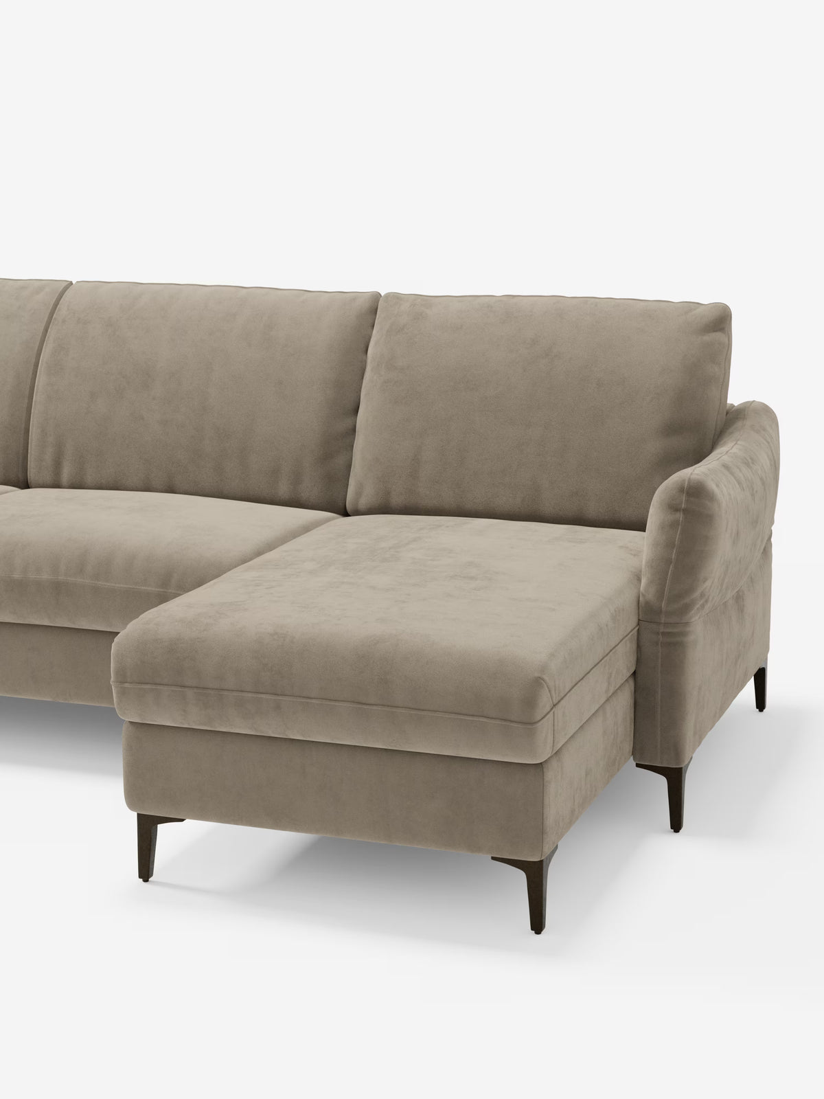 Dalia canapé-lit avec méridienne coffre de rangement et matelas de 18 cm de hauteur - pieds hauts et tissu anti-taches T30