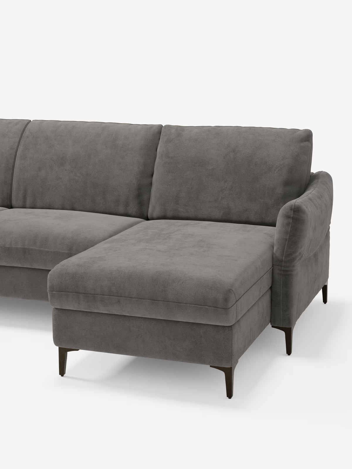Dalia canapé-lit avec méridienne coffre de rangement et matelas de 18 cm de hauteur - pieds hauts et tissu anti-taches T30