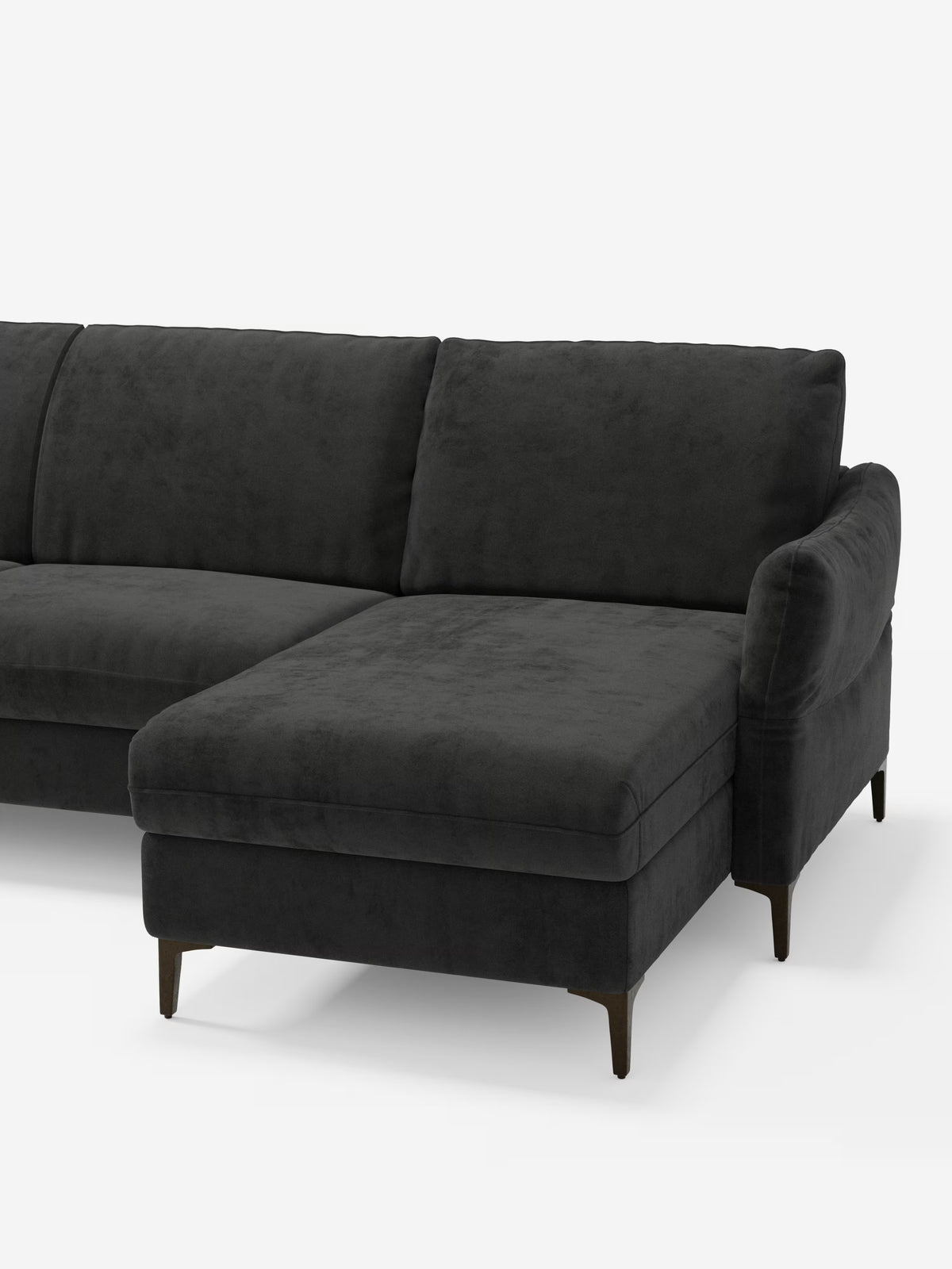 Dalia canapé-lit avec méridienne coffre de rangement et matelas de 18 cm de hauteur - pieds hauts et tissu anti-taches T30