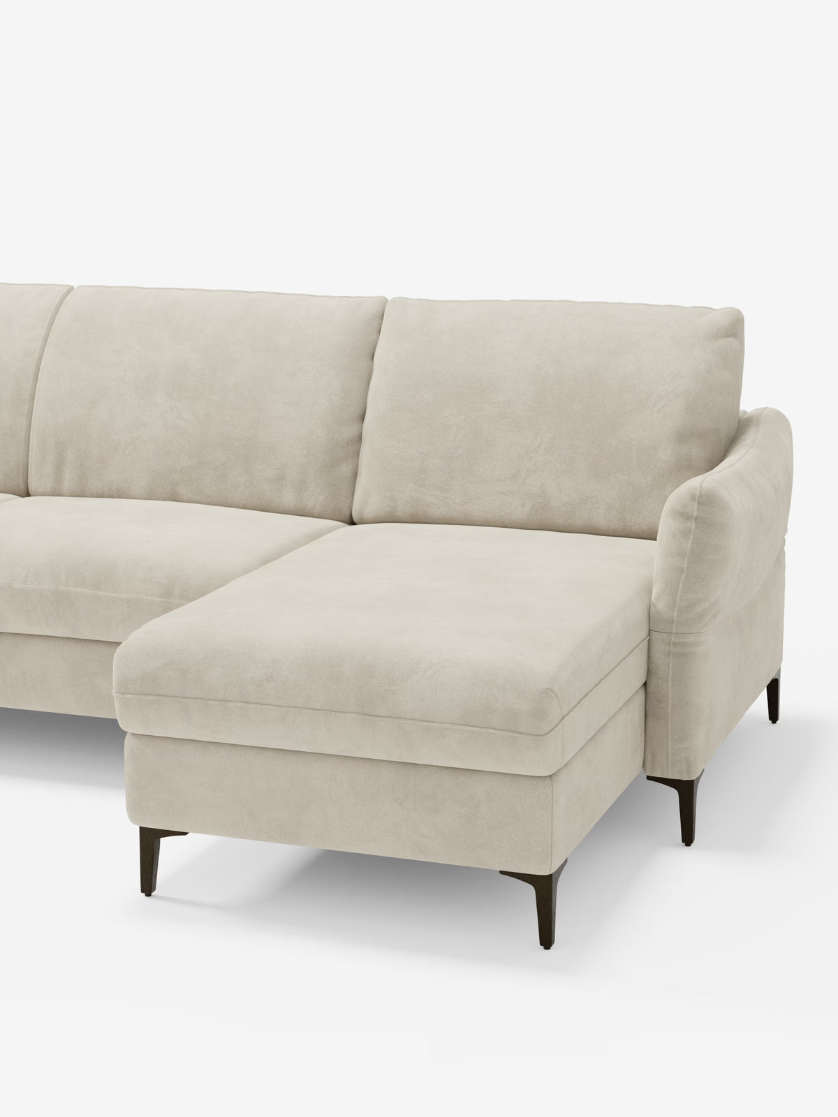 Dalia canapé-lit avec méridienne coffre de rangement et matelas de 18 cm de hauteur - pieds hauts et tissu anti-taches T30