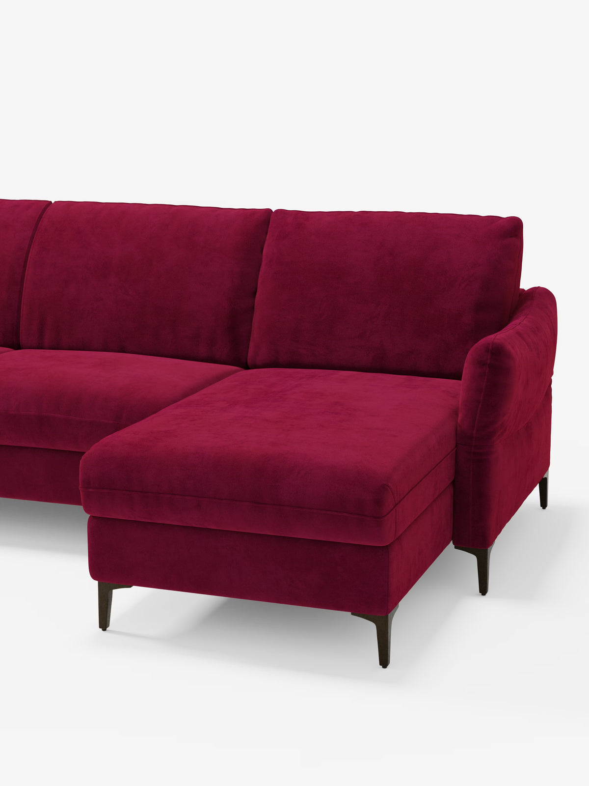 Dalia canapé-lit avec méridienne coffre de rangement et matelas de 18 cm de hauteur - pieds hauts et tissu anti-taches T30