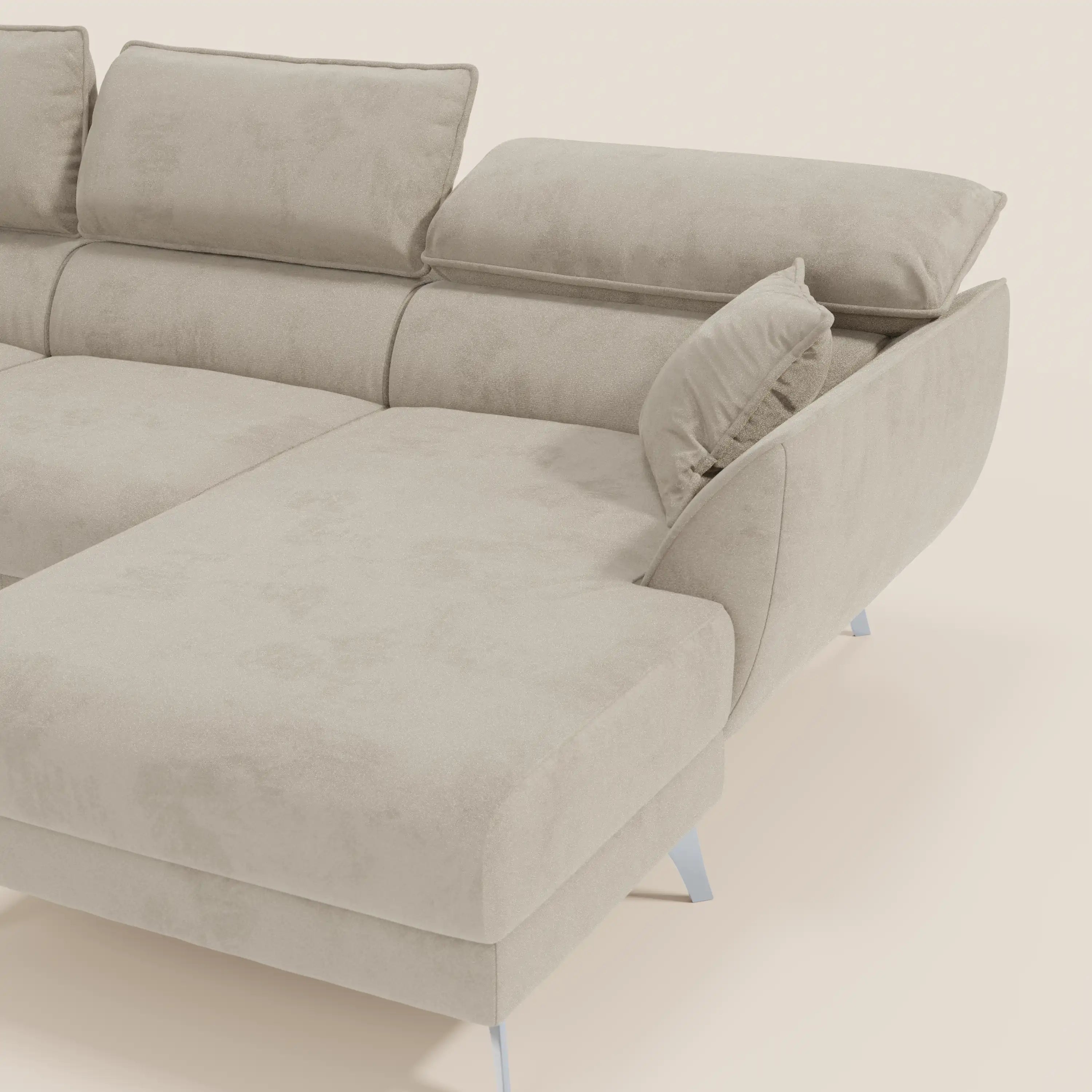 Michelangelo Divano Angolare con Penisola e Sedute Estensibili - Poggiatesta reclinabili in raffinato tessuto smacchiabile effetto vellutino T30 - divani.store
