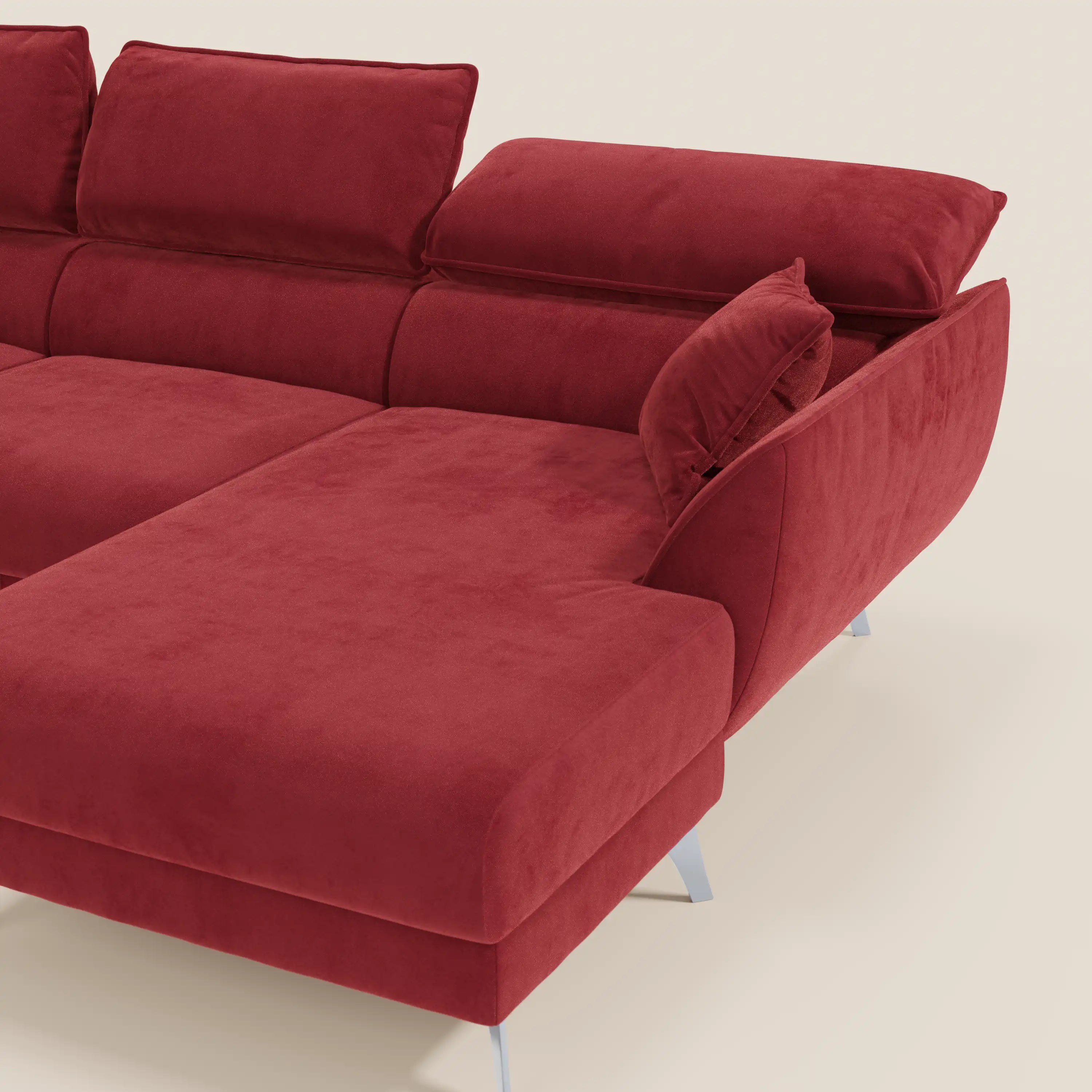 Michelangelo Divano Angolare con Penisola e Sedute Estensibili - Poggiatesta reclinabili in raffinato tessuto smacchiabile effetto vellutino T30 - divani.store