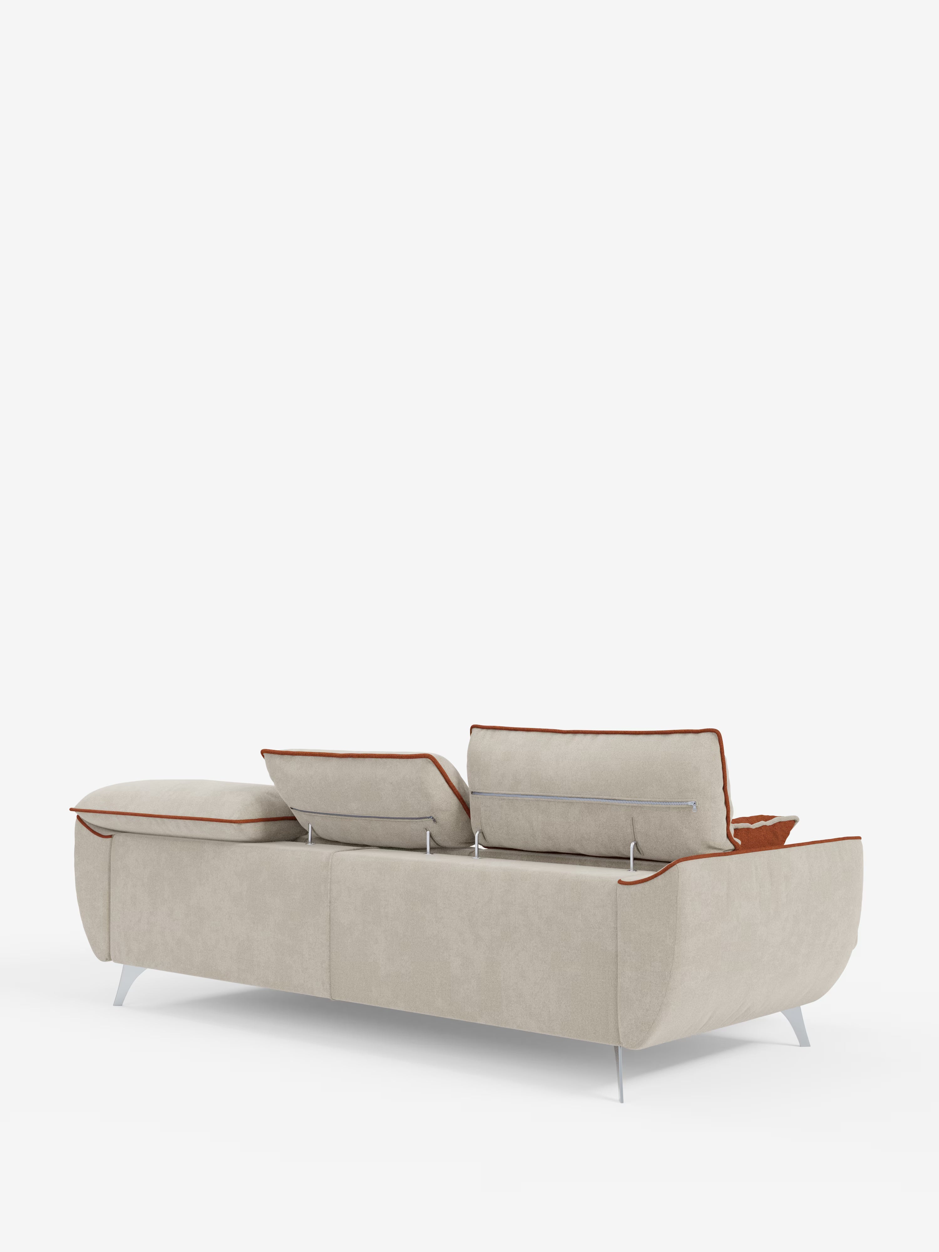 Michelangelo Canapé d'angle bicolore avec chaise longue et assises coulissantes - têtières réglables en tissu détachabale T23