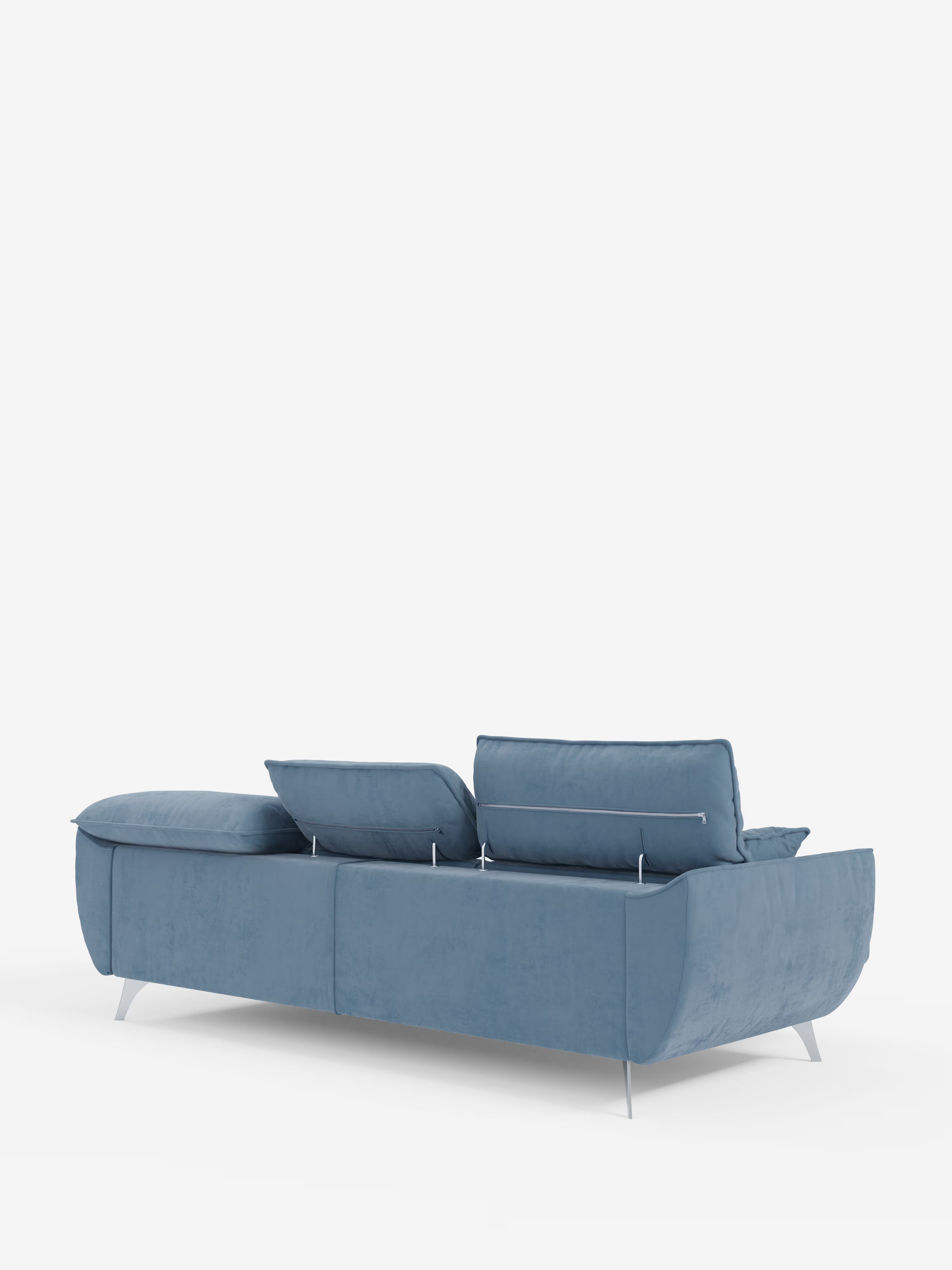 Michelangelo Canapé d'angle avec chaise longue et assises coulissantes - têtières réglables en tissu raffiné détachable effet velouté T30