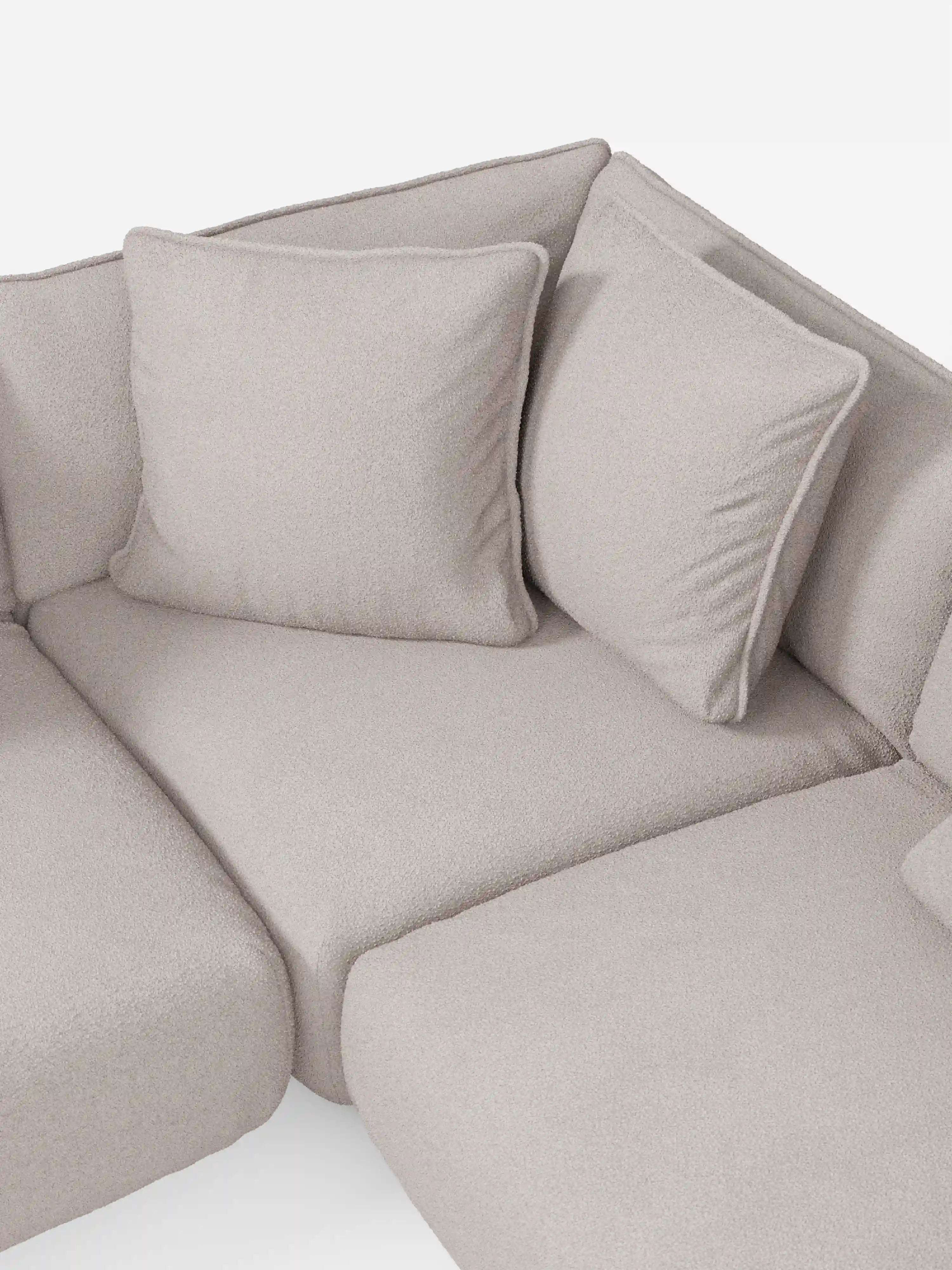 Nimbus canapé d’angle panoramique modulable avec méridienne et angle en tissu détachable T33
