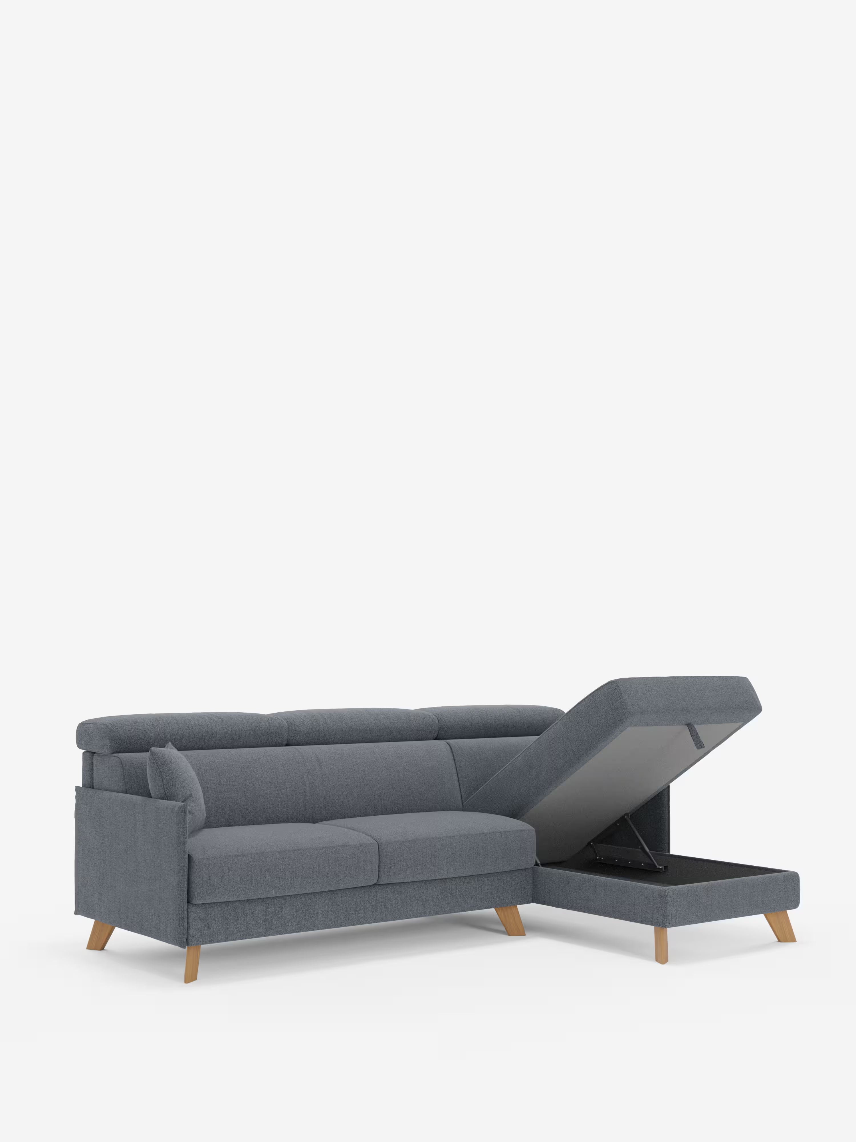 Sole Canapé d'angle convertible avec chaise longue avec coffre et têtières inclinables - tissu détachable T23