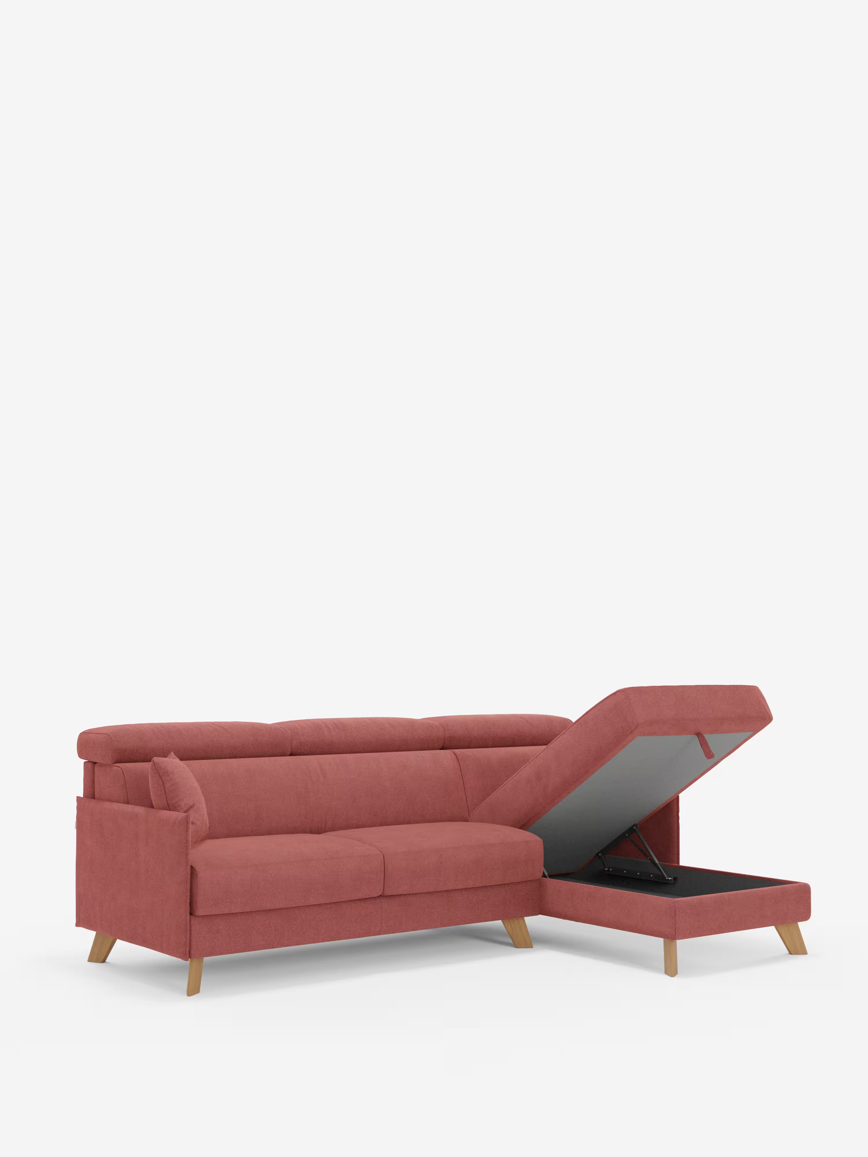 Sole Canapé d'angle convertible avec chaise longue avec coffre et têtières inclinables - tissu détachable T23