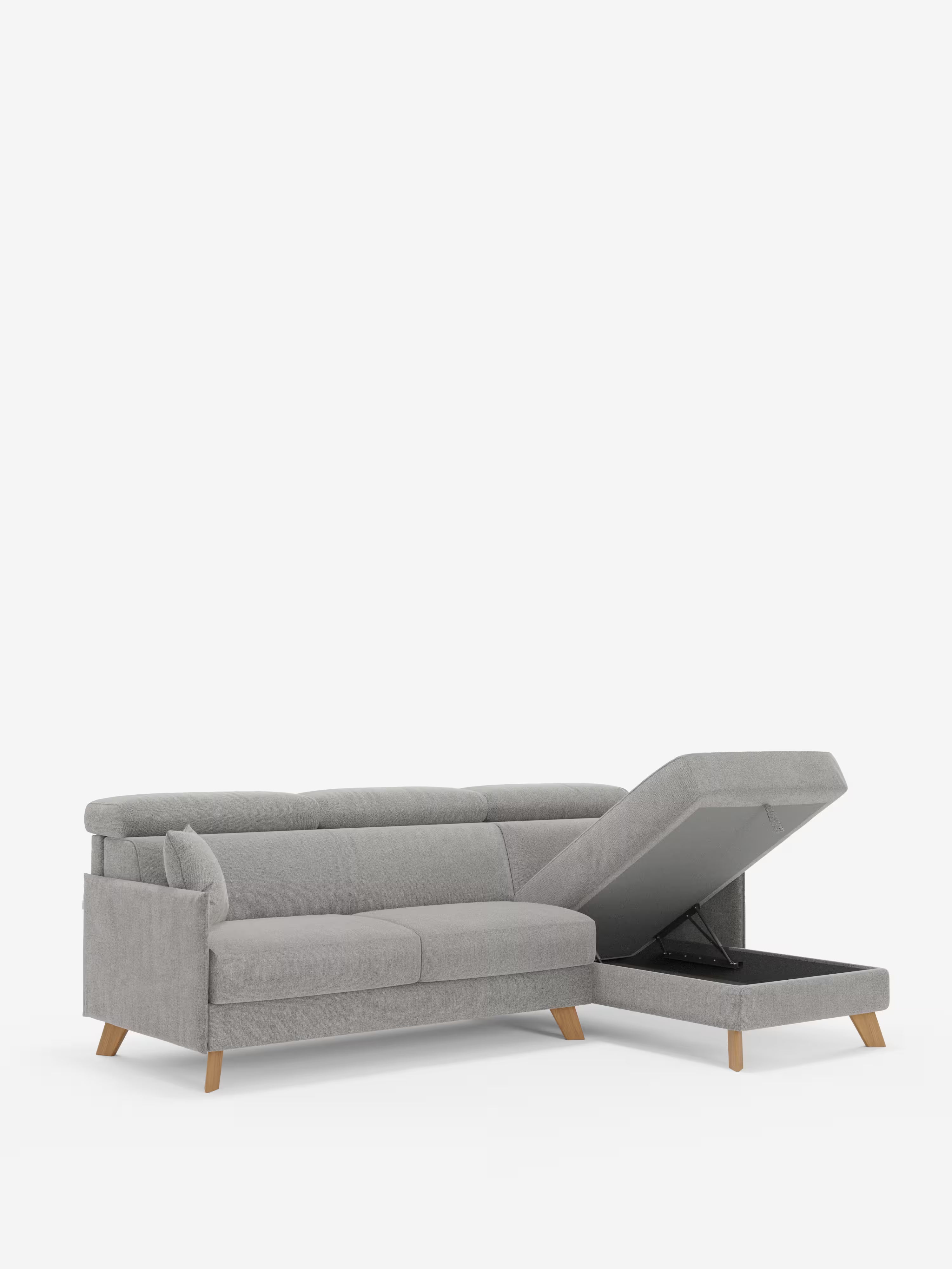 Sole Canapé d'angle convertible avec chaise longue avec coffre et têtières inclinables - tissu détachable T23