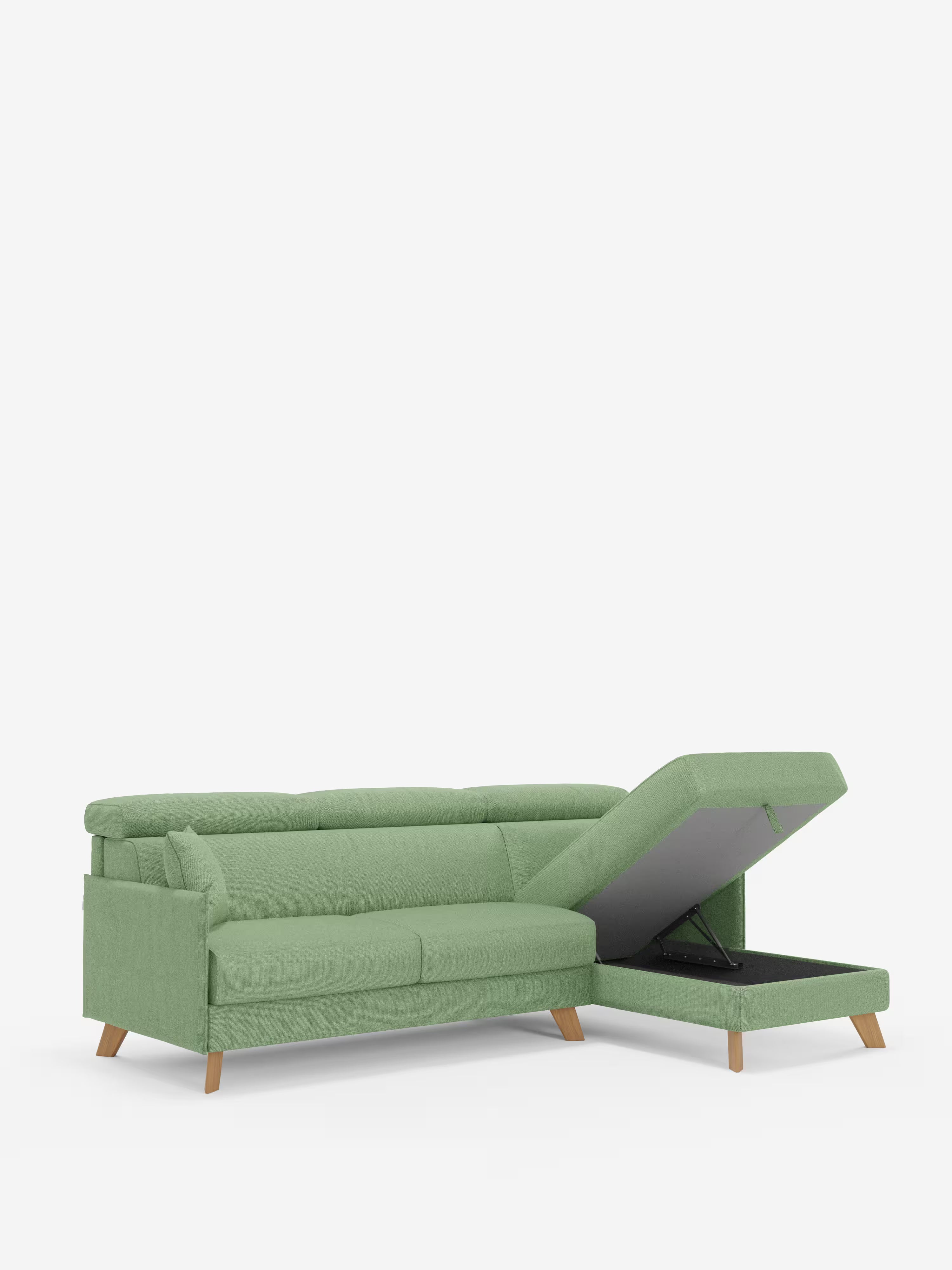Sole Canapé d'angle convertible avec chaise longue avec coffre et têtières inclinables - tissu détachable T23
