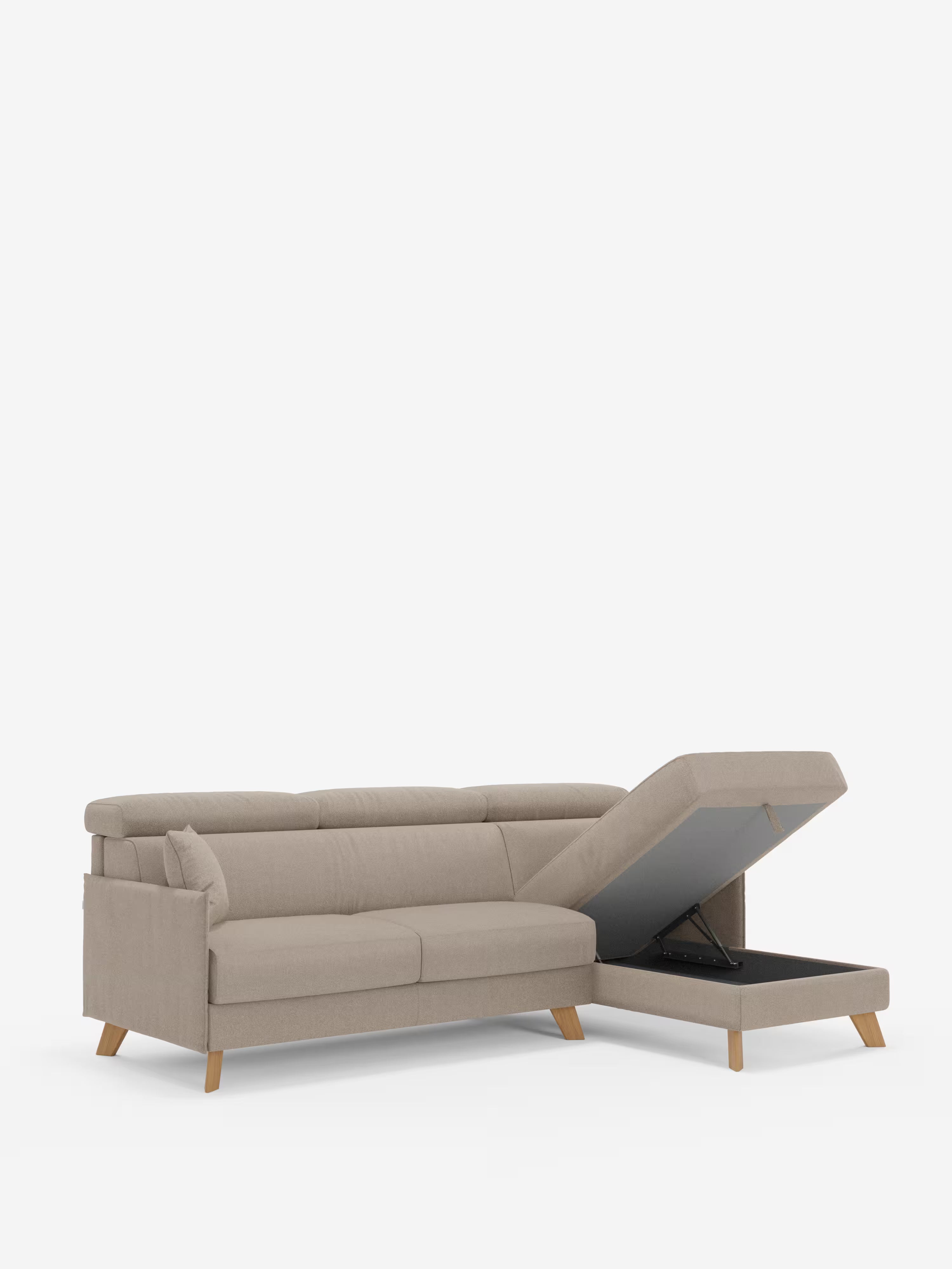 Sole Canapé d'angle convertible avec chaise longue avec coffre et têtières inclinables - tissu détachable T23