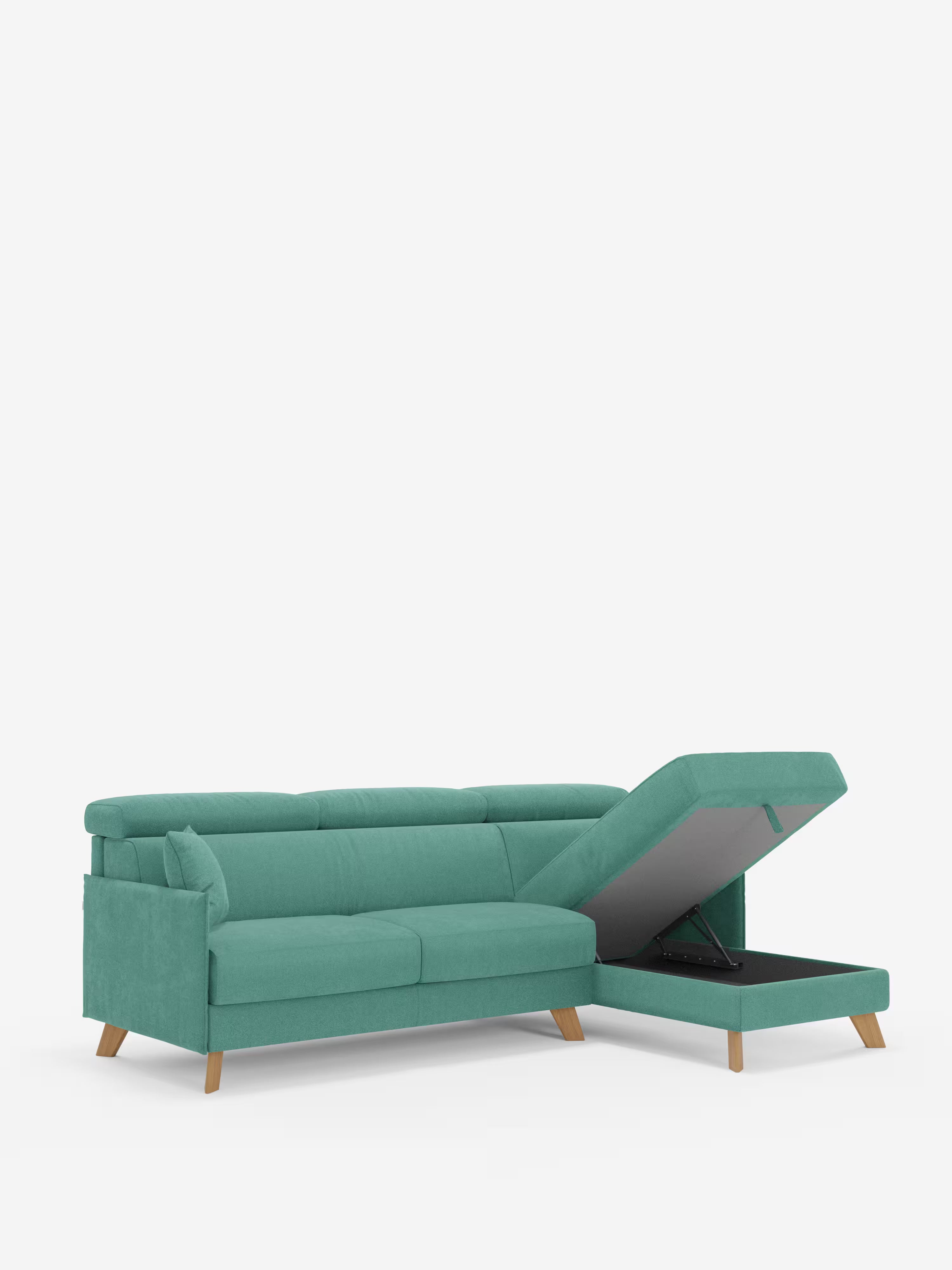 Sole Canapé d'angle convertible avec chaise longue avec coffre et têtières inclinables - tissu détachable T23