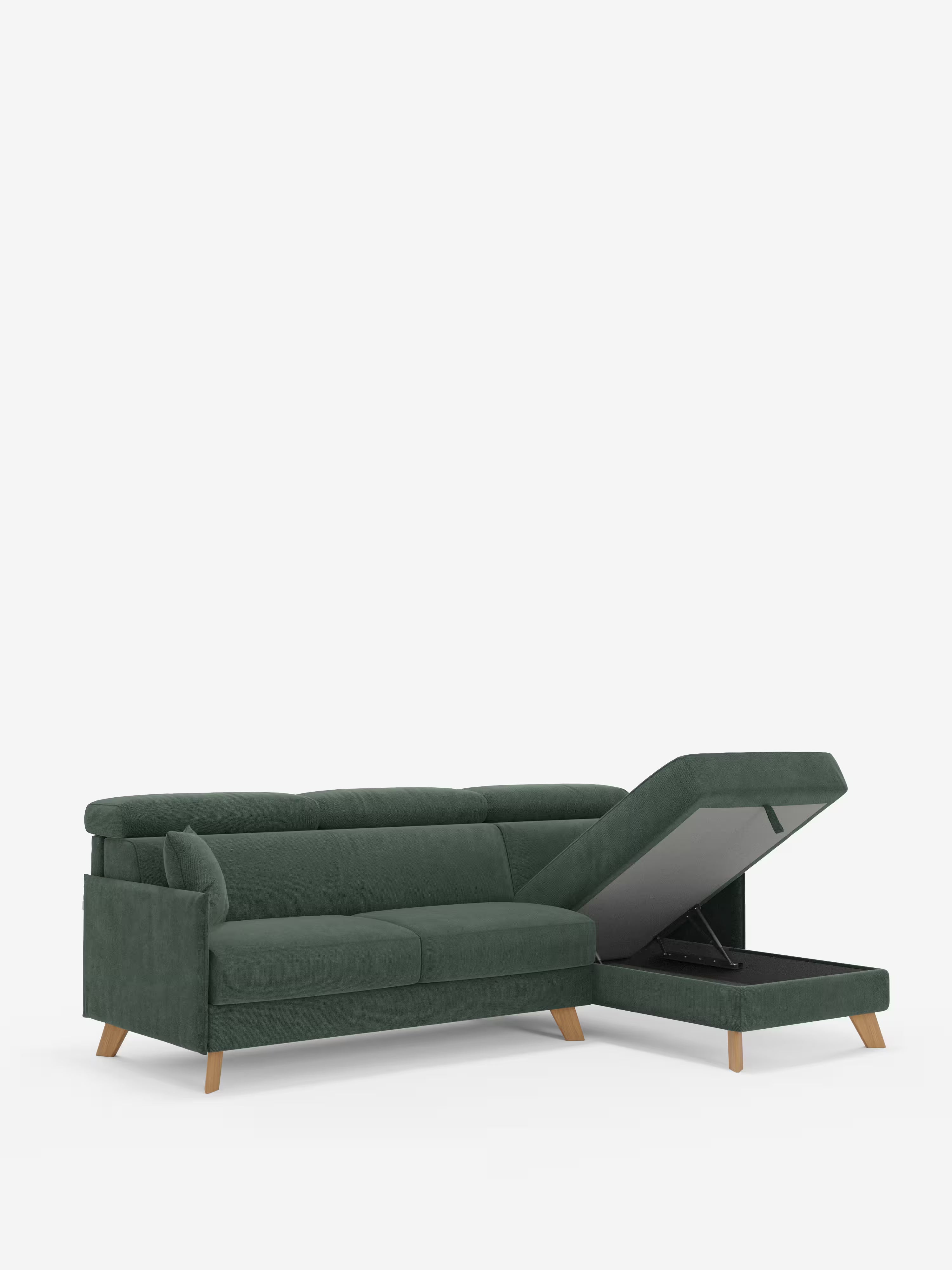 Sole Canapé d'angle convertible avec chaise longue avec coffre et têtières inclinables - tissu détachable T23