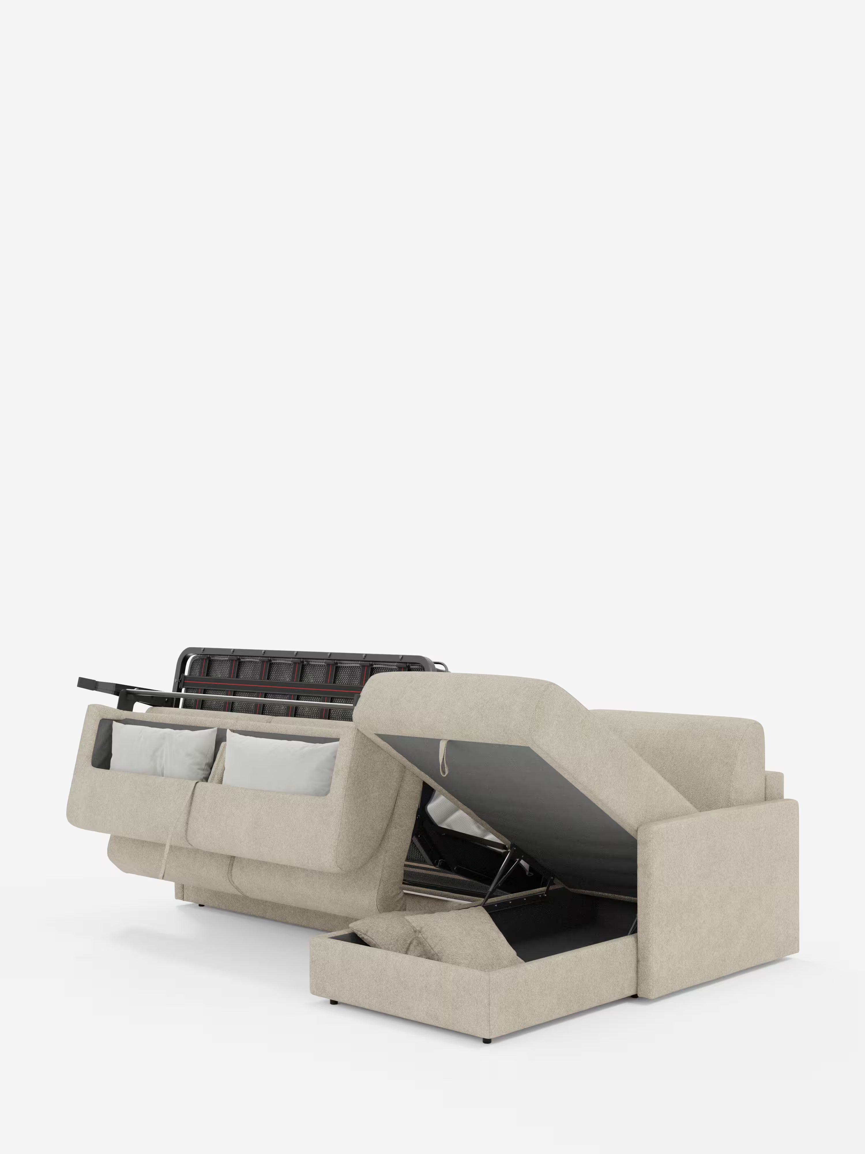 Tommy Divano Letto con penisola contenitore - design minimal e sfoderabile in tessuto smacchiabile simil cotone T33