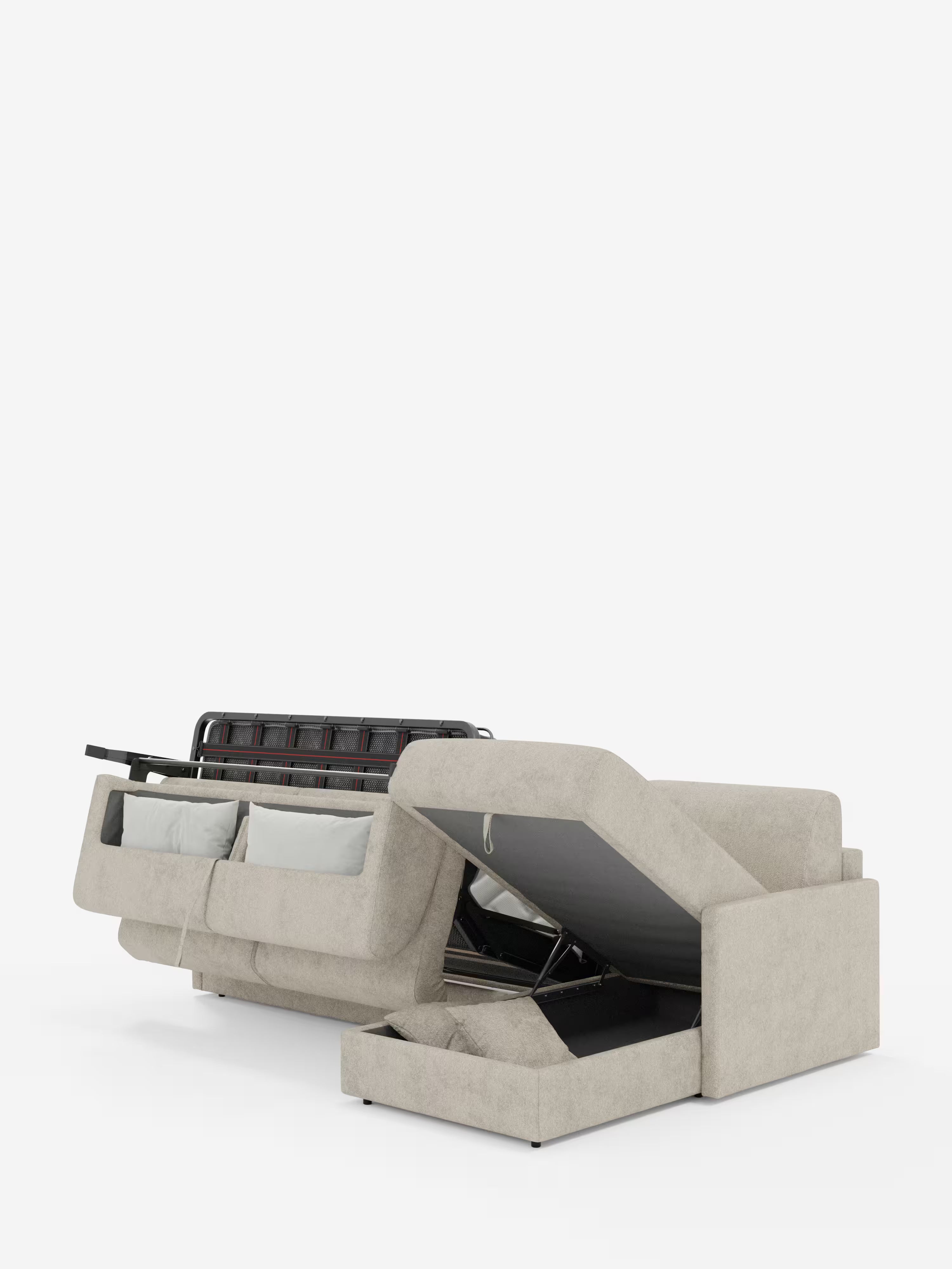 Tommy Divano Letto con penisola contenitore - design minimal e sfoderabile in tessuto smacchiabile simil cotone T33
