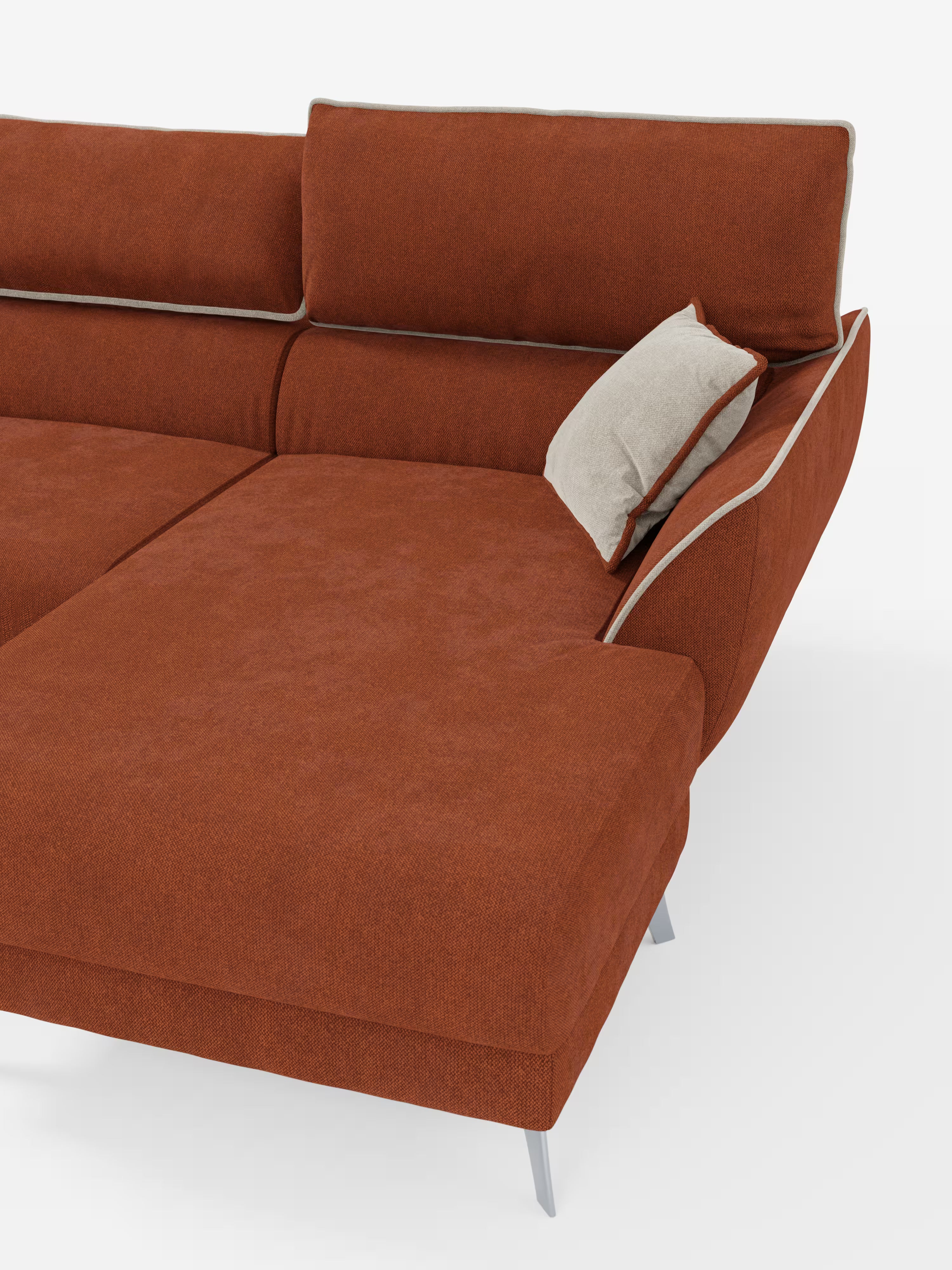 Michelangelo Canapé d'angle bicolore avec chaise longue et assises coulissantes - têtières réglables en tissu détachabale T23