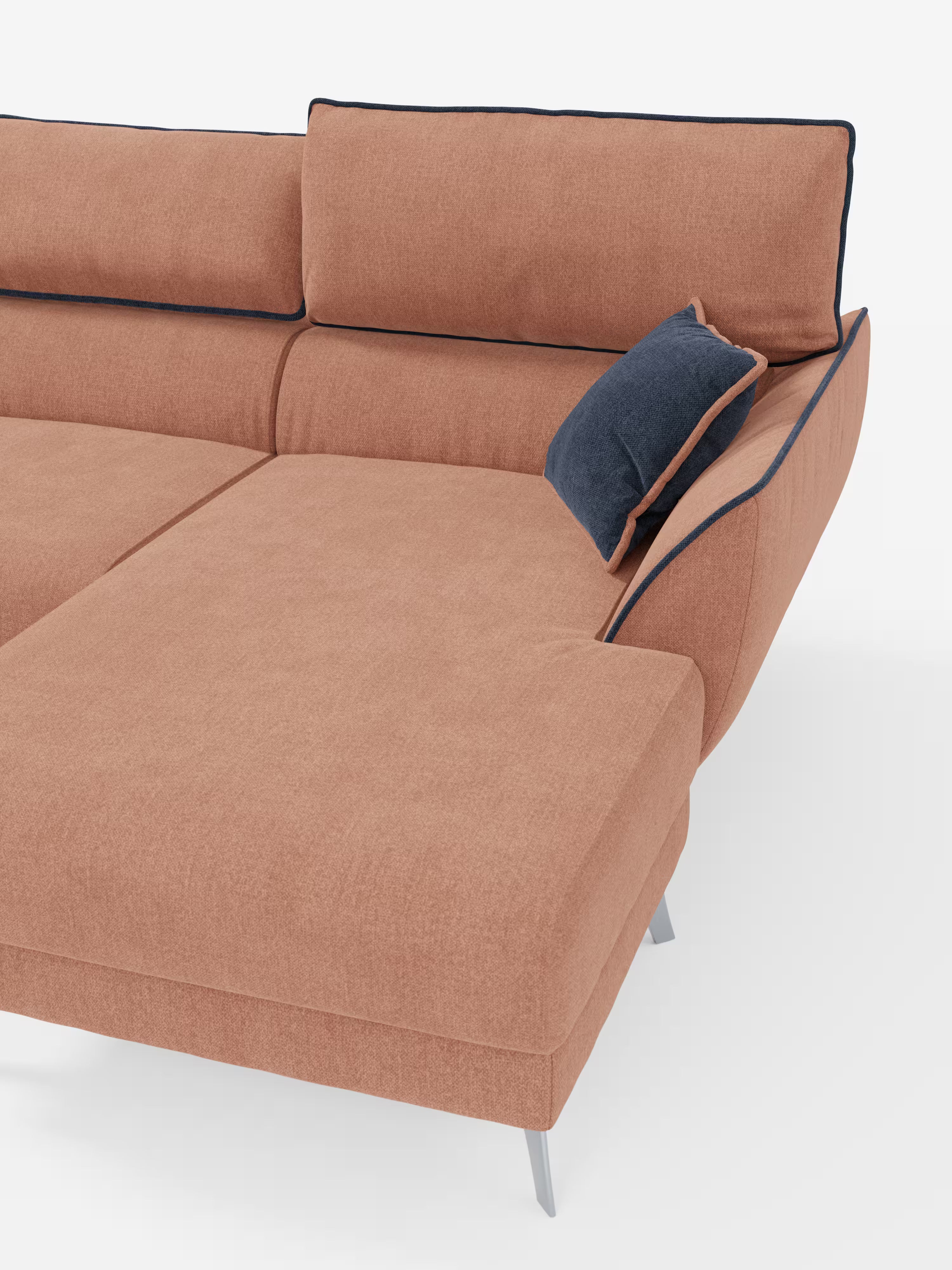 Michelangelo Canapé d'angle bicolore avec chaise longue et assises coulissantes - têtières réglables en tissu détachabale T23