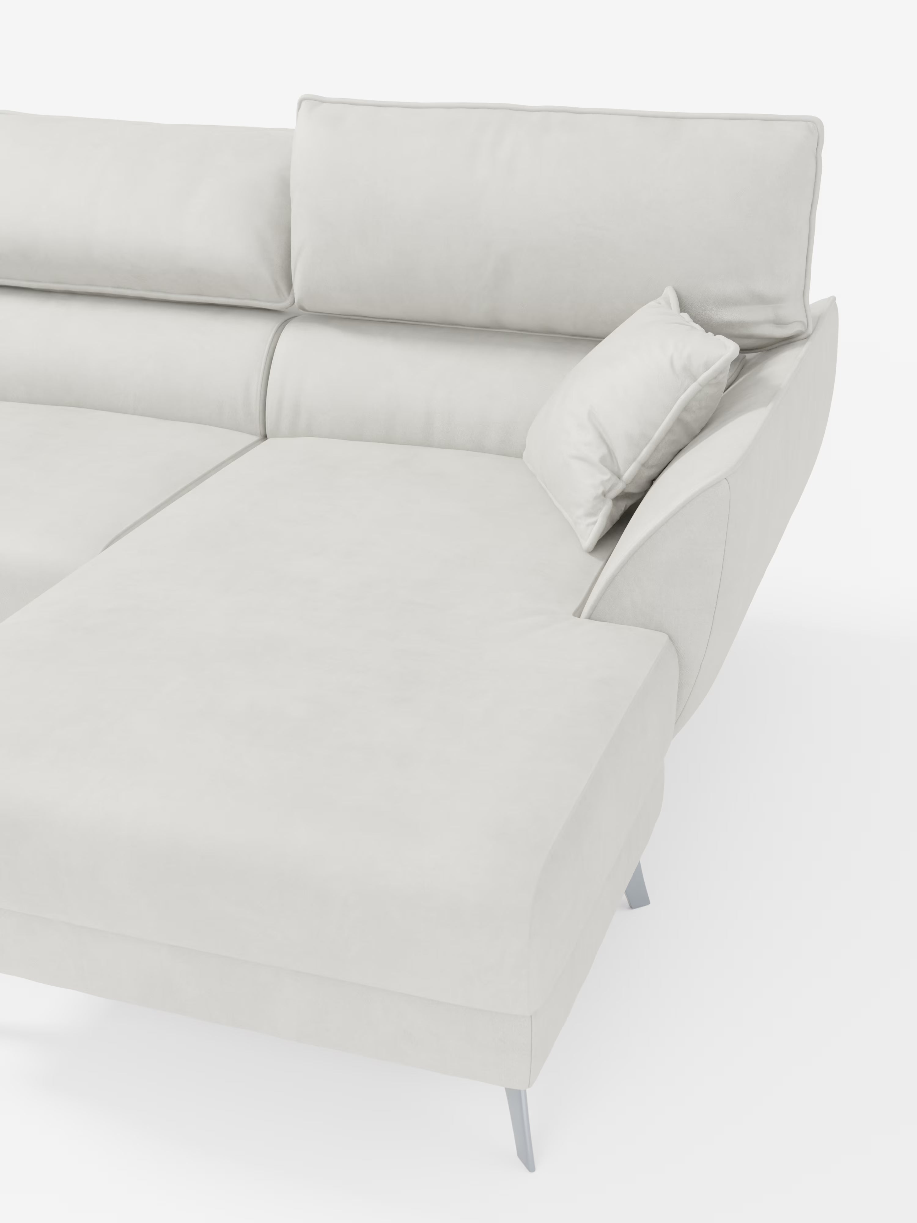 Michelangelo Canapé d'angle avec chaise longue et assises coulissantes - têtières réglables en tissu raffiné détachable effet velouté T30