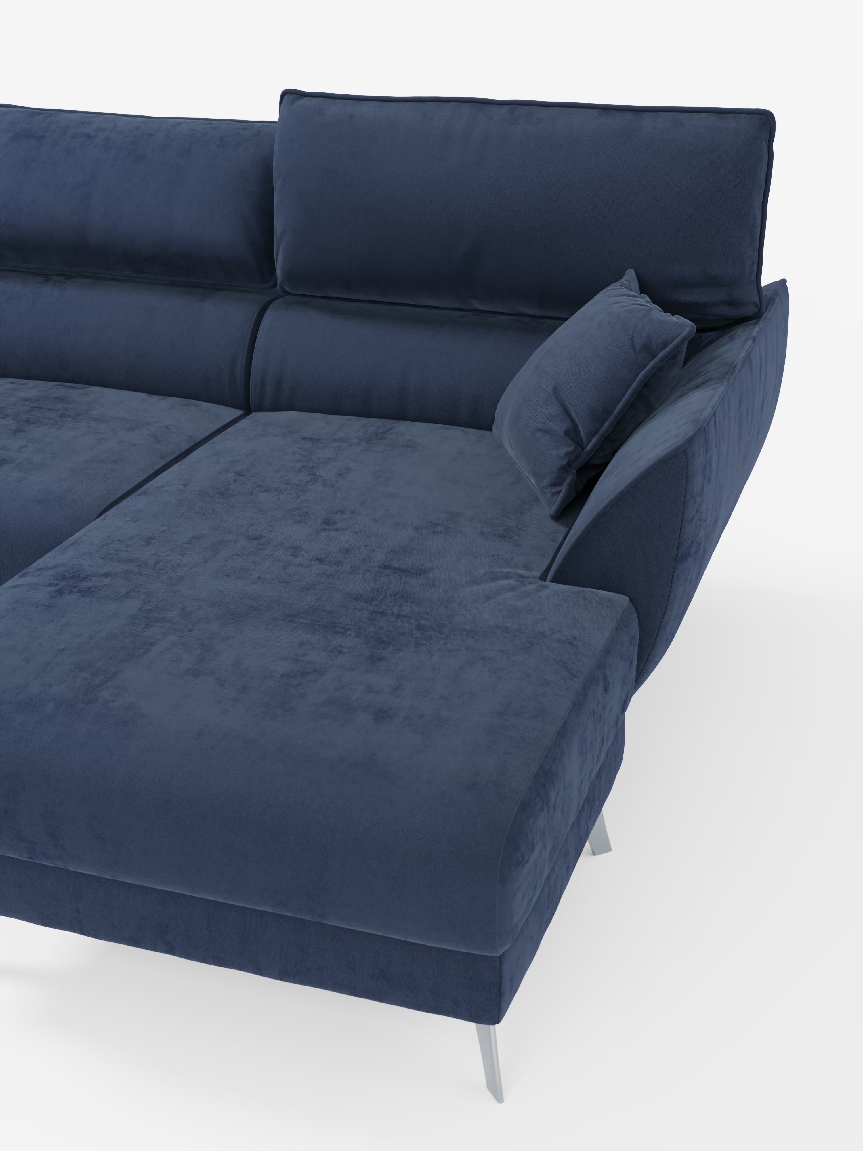 Michelangelo Canapé d'angle avec chaise longue et assises coulissantes - têtières réglables en tissu raffiné détachable effet velouté T30