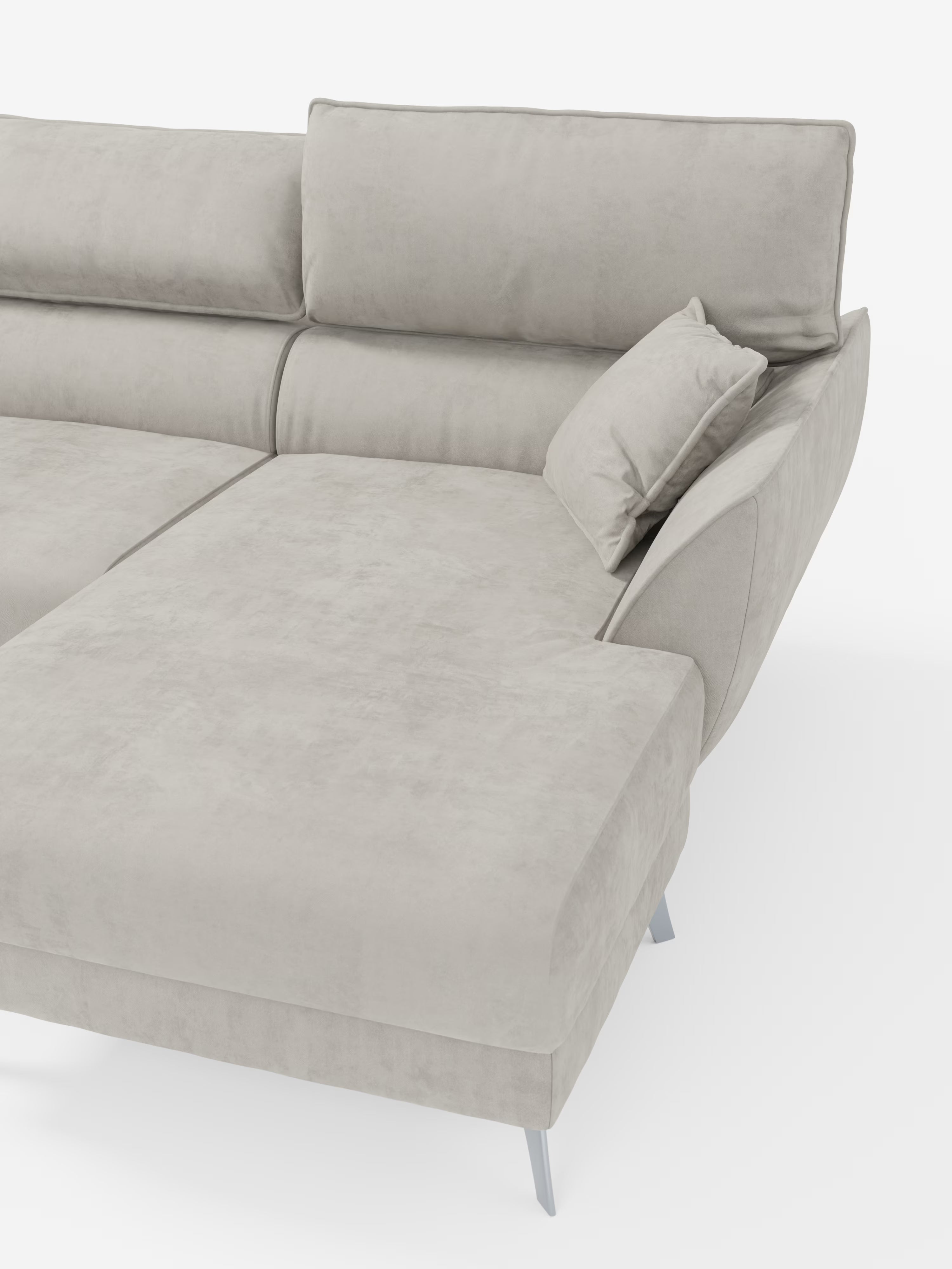 Michelangelo Canapé d'angle avec chaise longue et assises coulissantes - têtières réglables en tissu raffiné détachable effet velouté T30