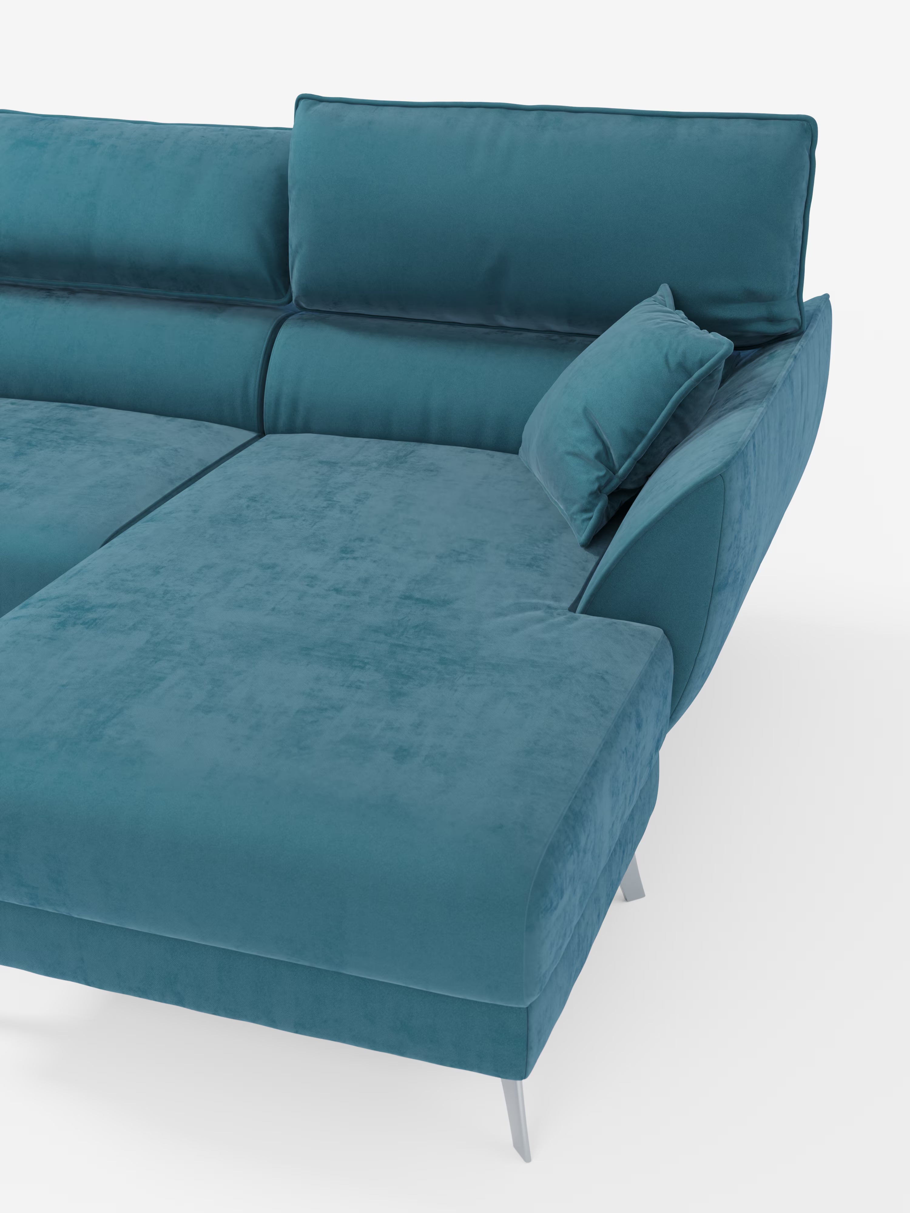 Michelangelo Canapé d'angle avec chaise longue et assises coulissantes - têtières réglables en tissu raffiné détachable effet velouté T30