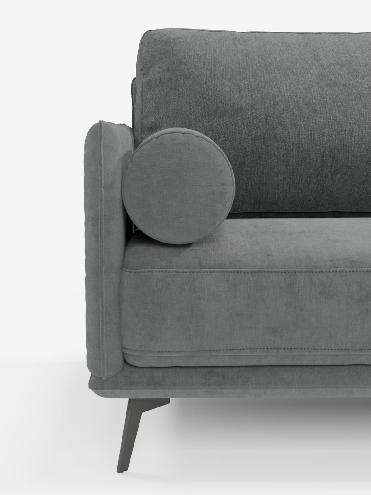 Basalto canapé d'angle moderne avec méridienne et base en métal - dossiers en plumes et tissu détachable T31