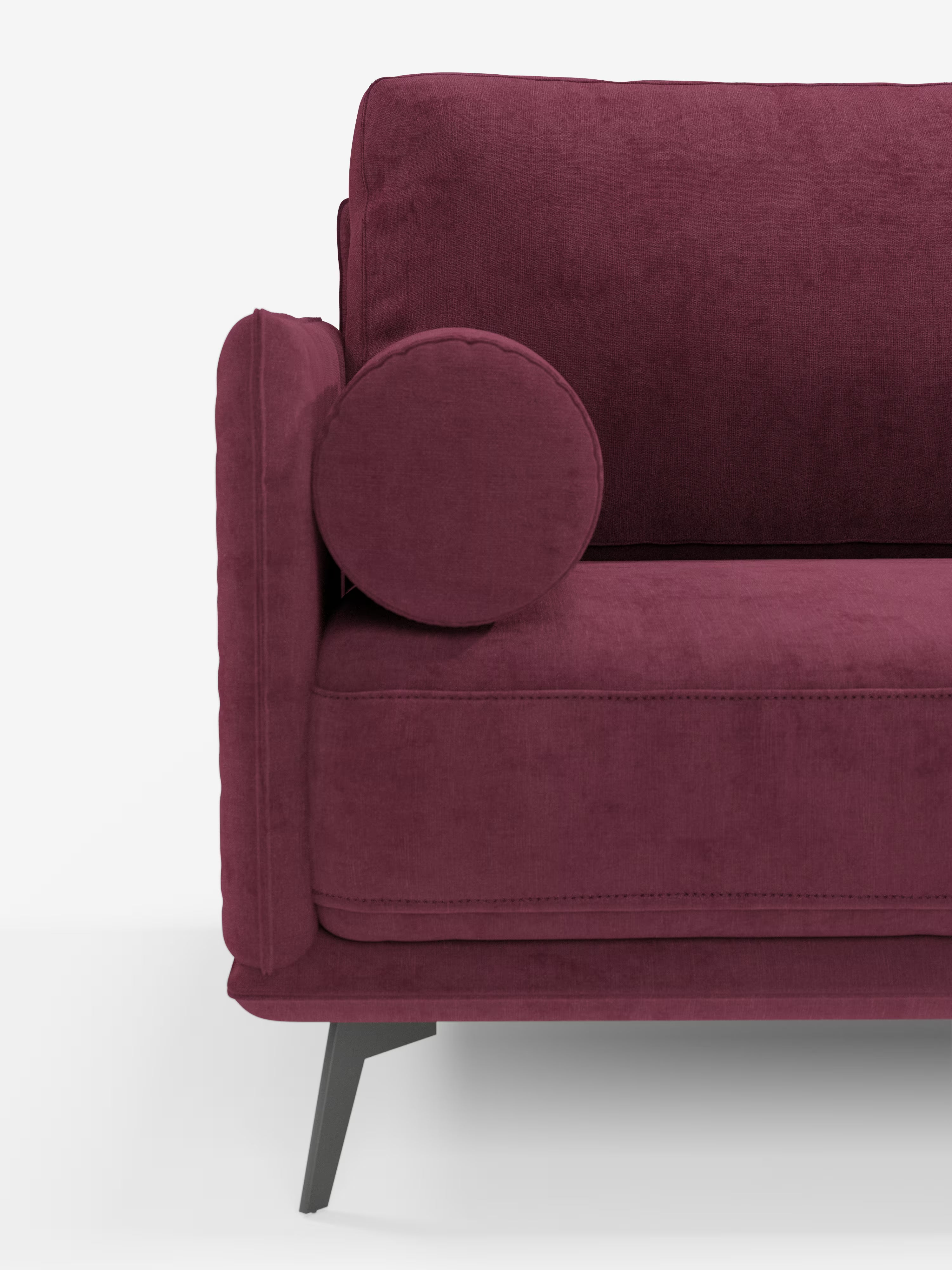 Basalto canapé d'angle moderne avec méridienne et base en métal - dossiers en plumes et tissu détachable T31