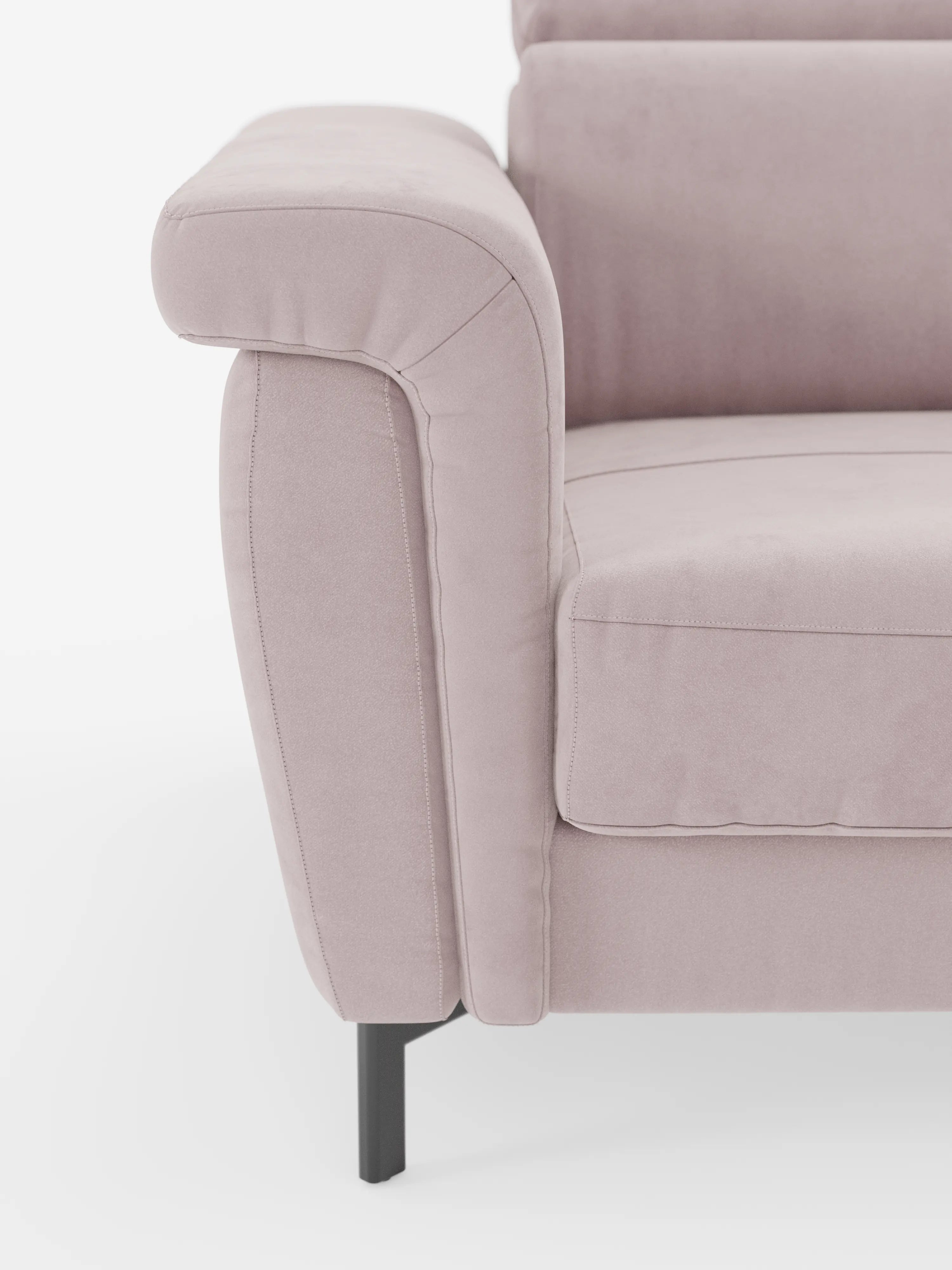 Capri canapé convertible design avec pieds hauts - têtières réglables en tissu raffiné effet velours détachable T30