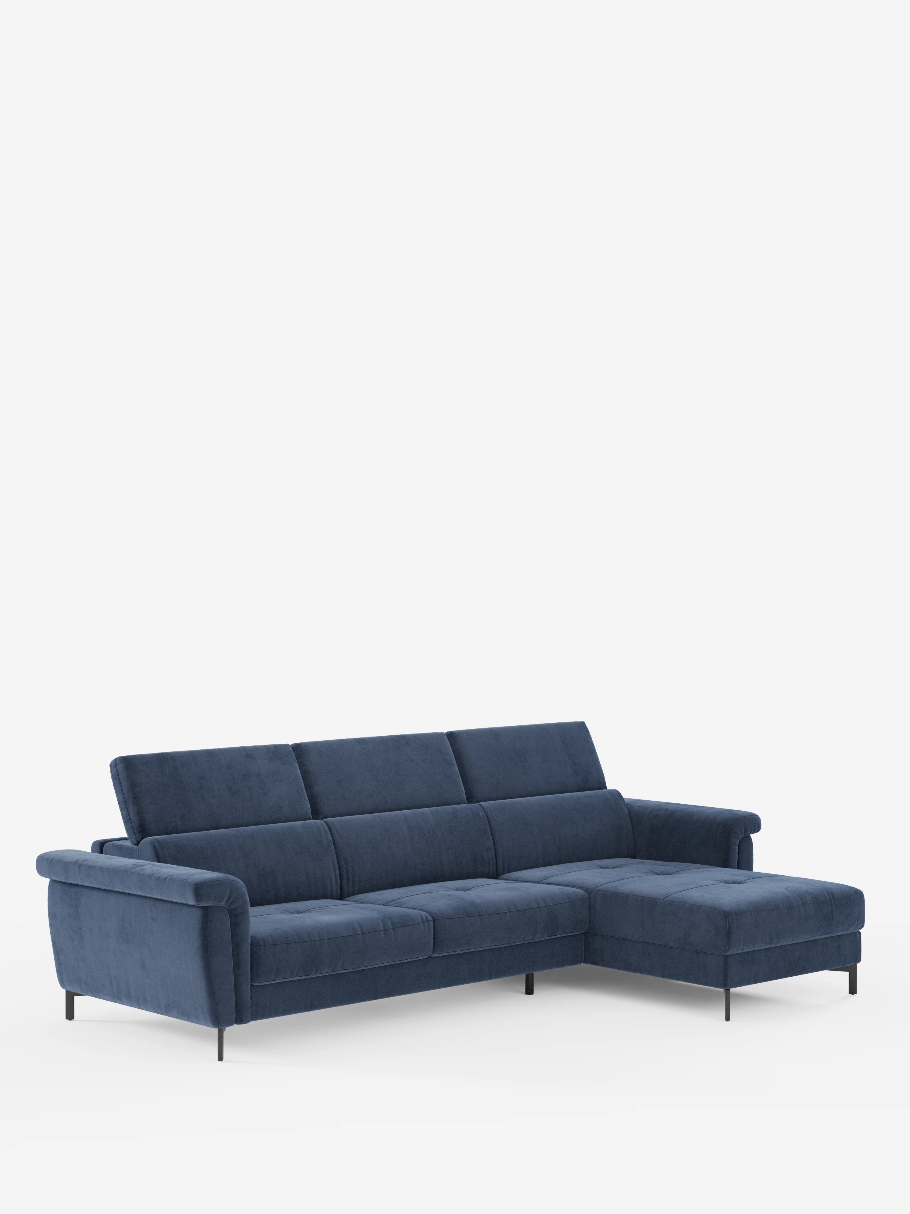 Capri canapé convertible avec méridienne coffre et têtières réglables - Tissu Effet Velours Détachable T30