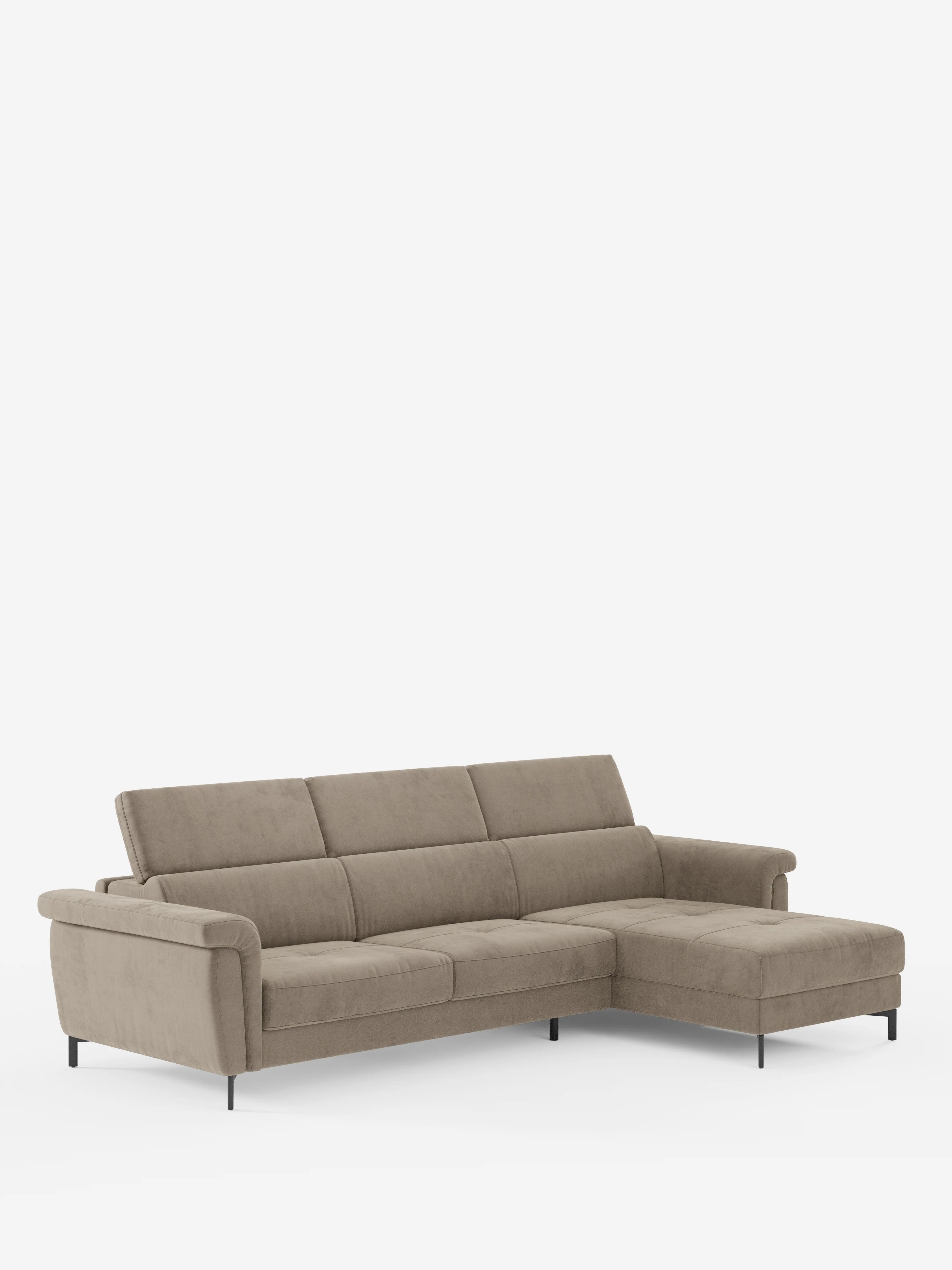 Capri canapé convertible avec méridienne coffre et têtières réglables - Tissu Effet Velours Détachable T30