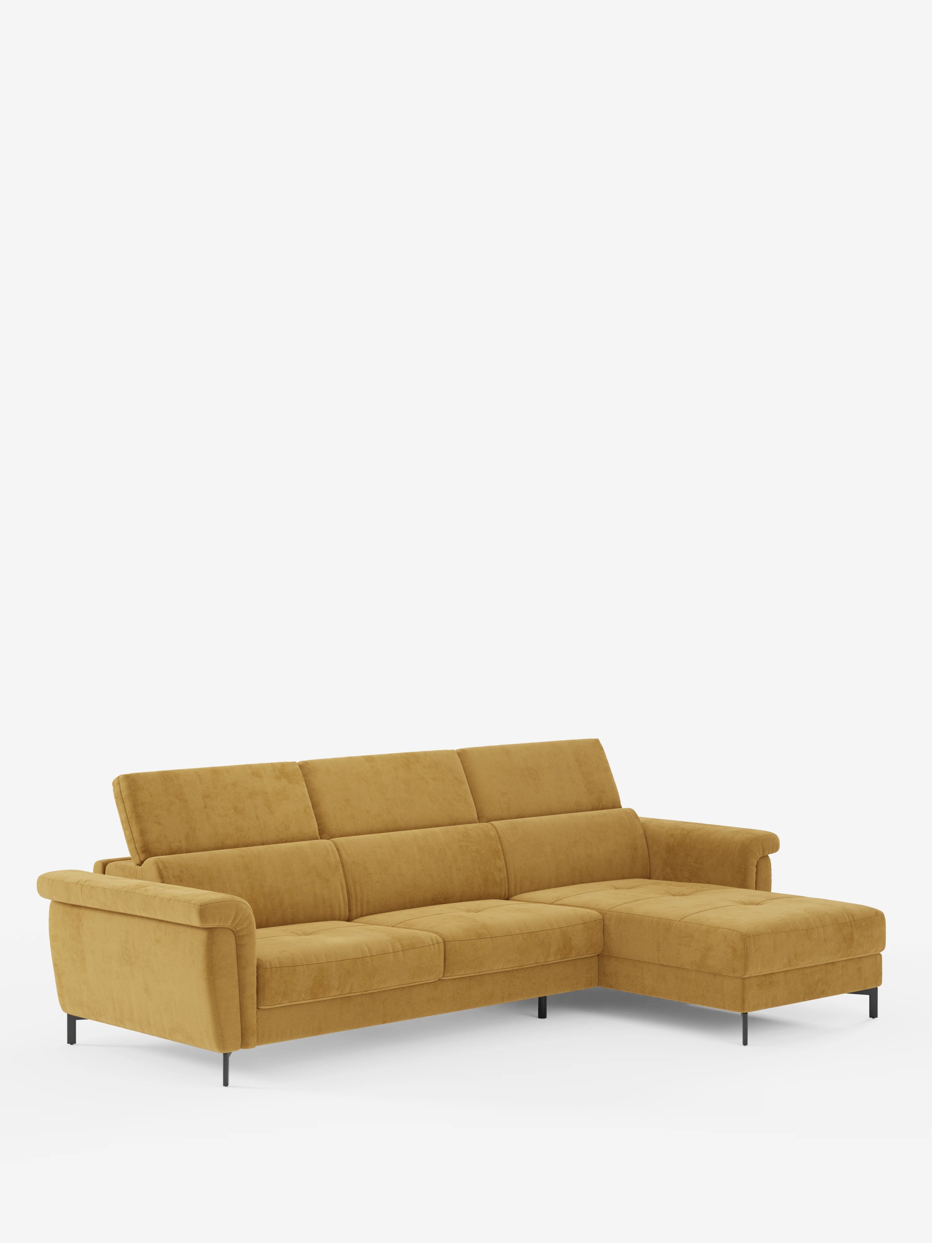 Capri canapé convertible avec méridienne coffre et têtières réglables - Tissu Effet Velours Détachable T30