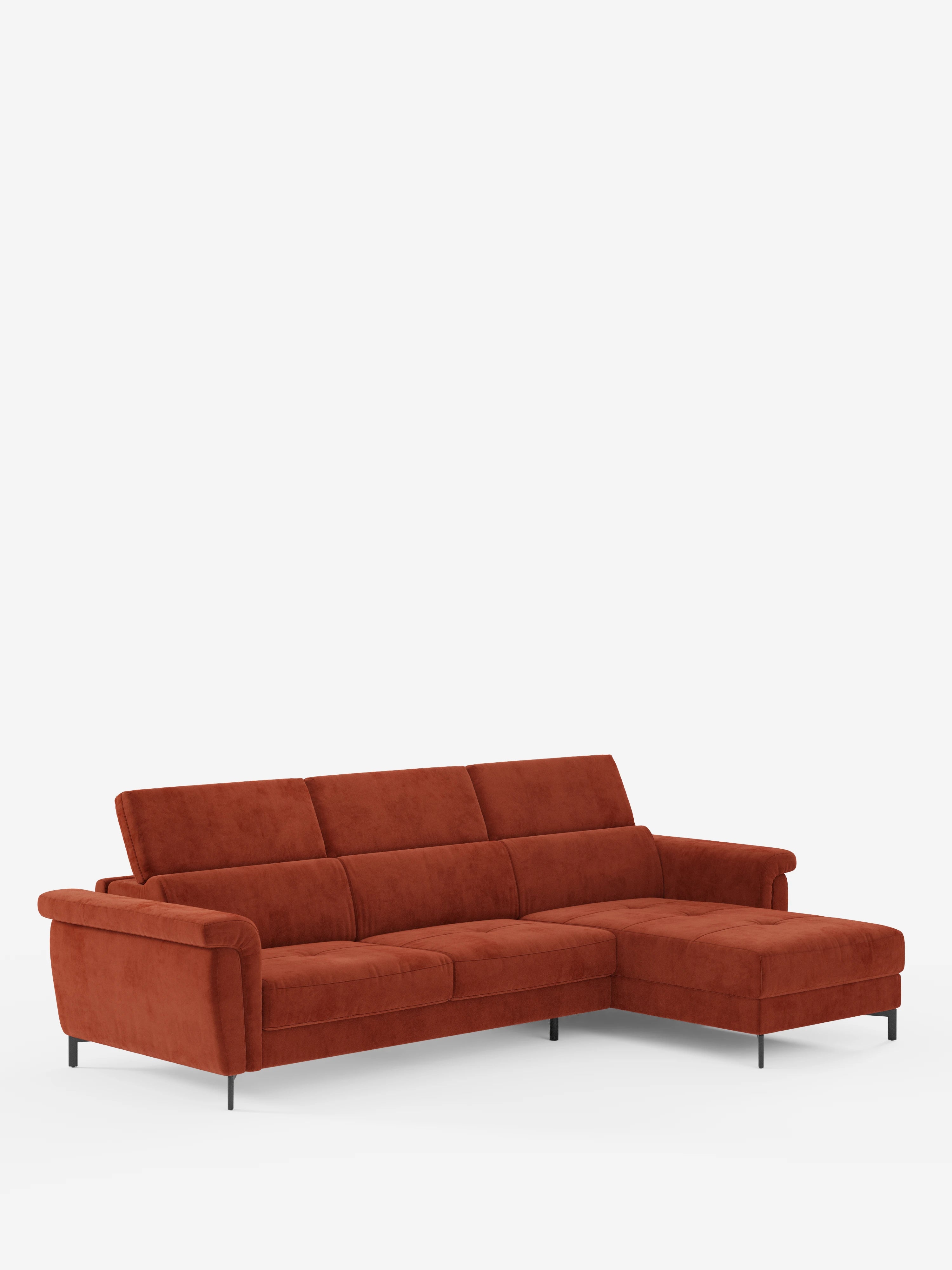 Capri canapé convertible avec méridienne coffre et têtières réglables - Tissu Effet Velours Détachable T30