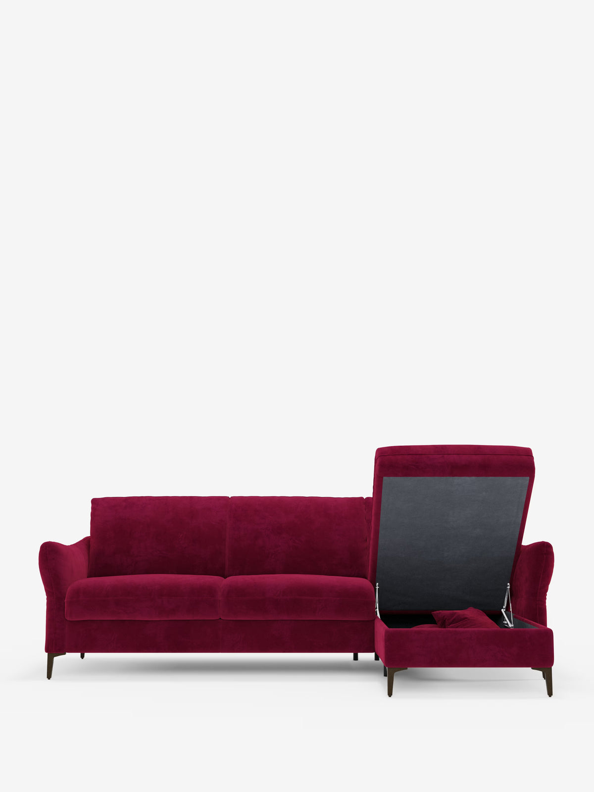 Dalia canapé-lit avec méridienne coffre de rangement et matelas de 18 cm de hauteur - pieds hauts et tissu anti-taches T30